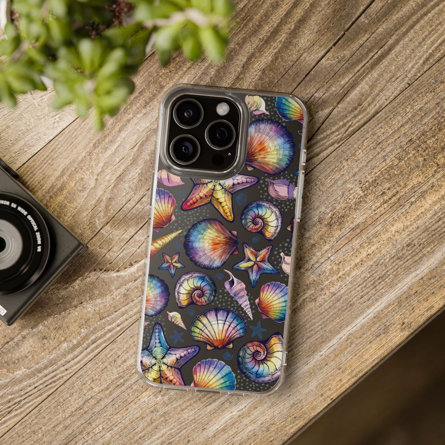 Rainbow Seashell Clear Phone Cases • Designed to fit most iPhone and Samsung Phones Phone Case Printify