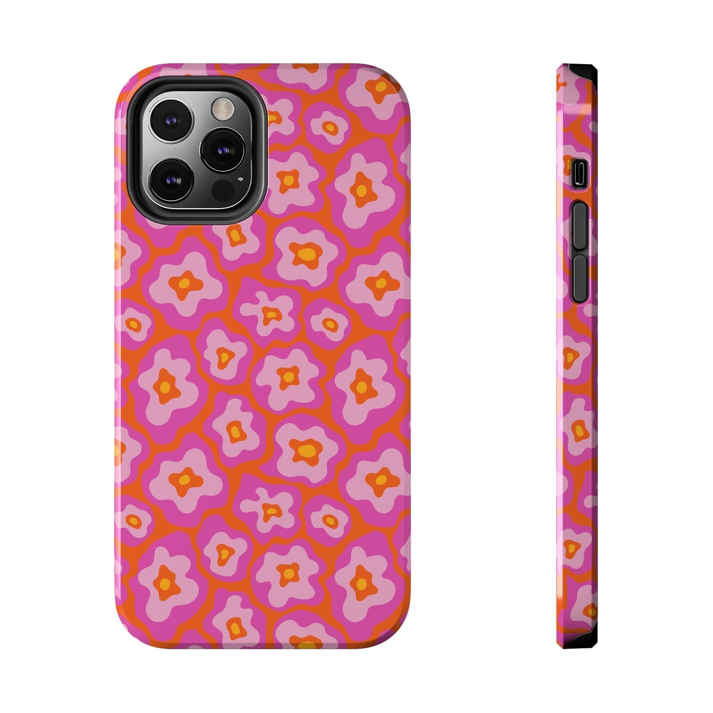 Abstract Pink Floral Phone Case • Tough Phone Case Designed to fit most iPhone and Samsung Phones Phone Case Printify iPhone 12 Pro