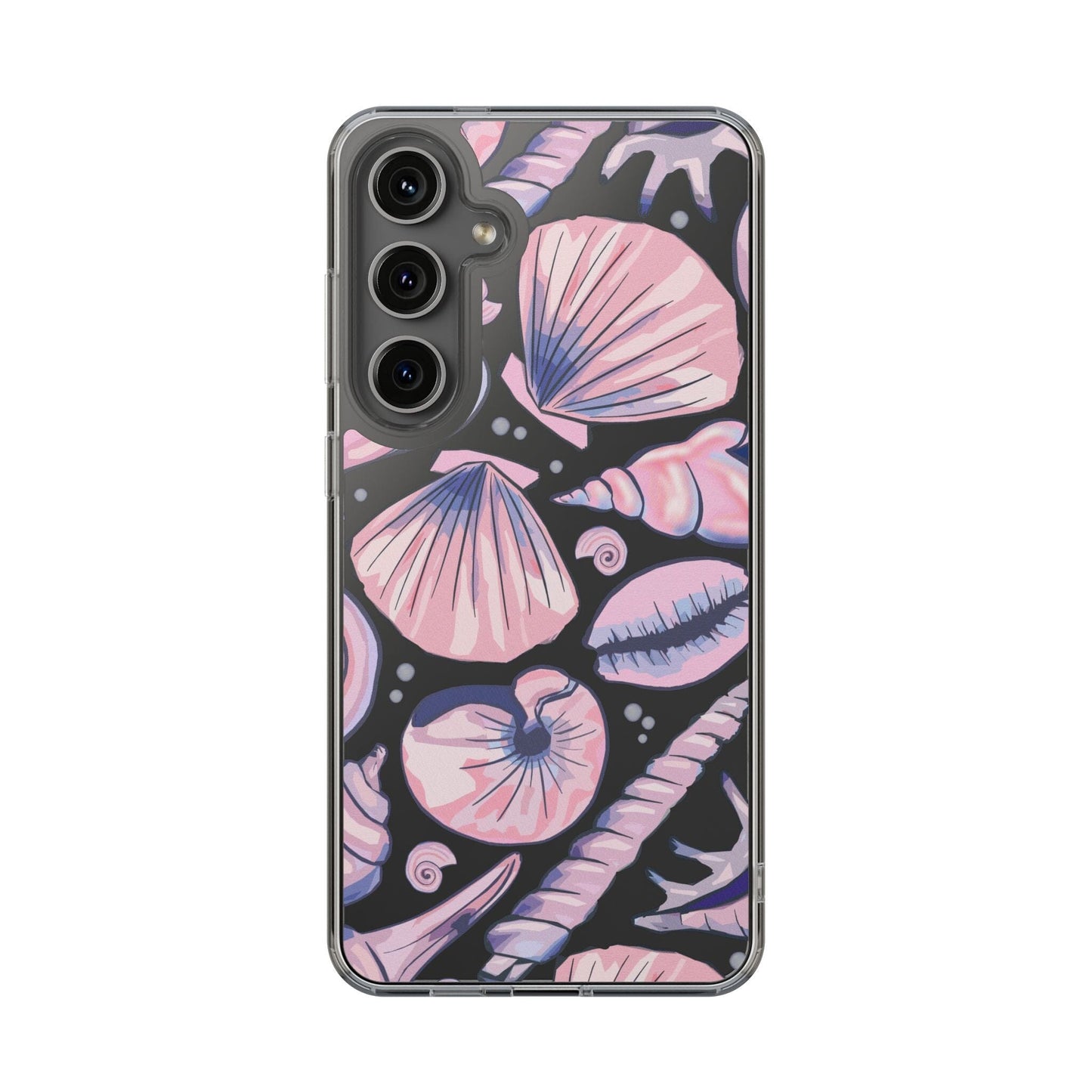 Ocean-Inspired Clear Phone Case, Coastal Aesthetic, Shells Pattern, Summer Vibes iPhone 16 Pro Case, iPhone 15, iPhone 14, Samsung Galaxy Phone Case Printify Samsung Galaxy S24 Plus Without gift packaging