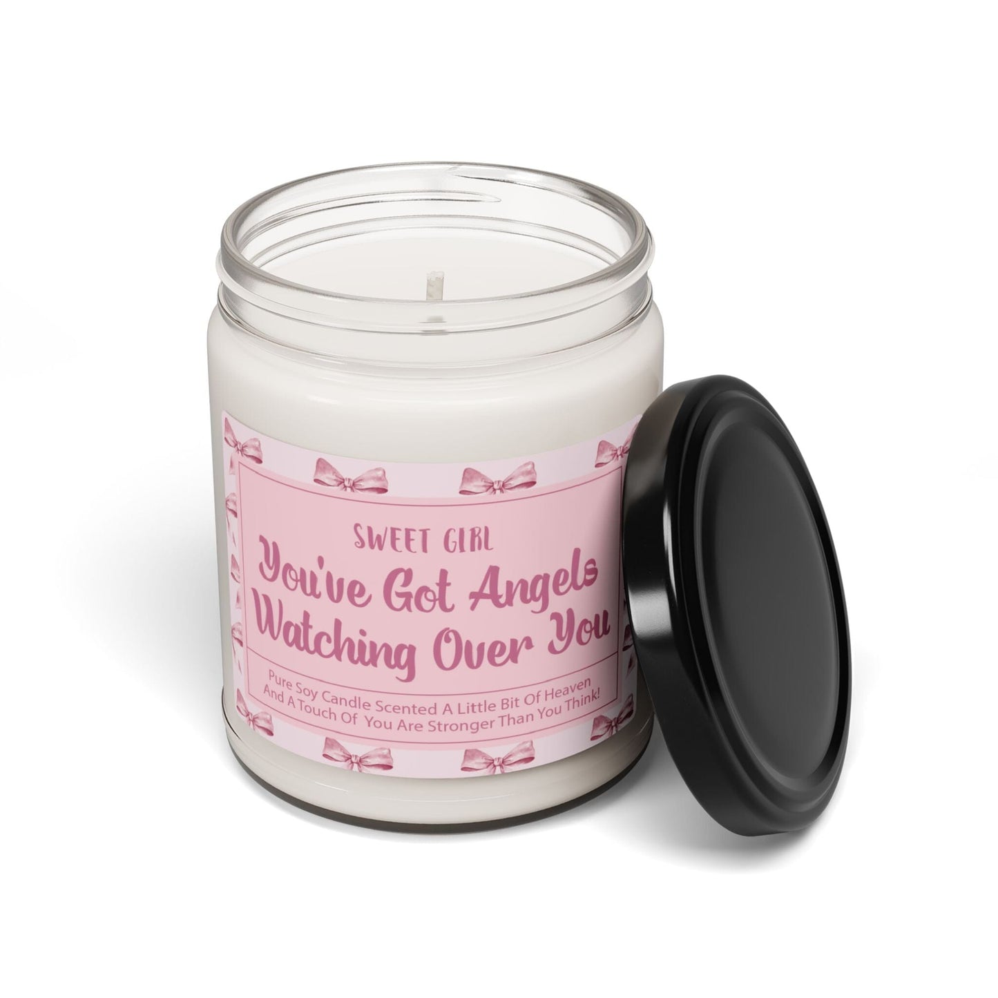 Coquette Inspirational Quotes Candle ~ Positivity Sayings Pink Bow Candles, Teenage Girl Gifts Home Decor Printify Clean Cotton 9oz