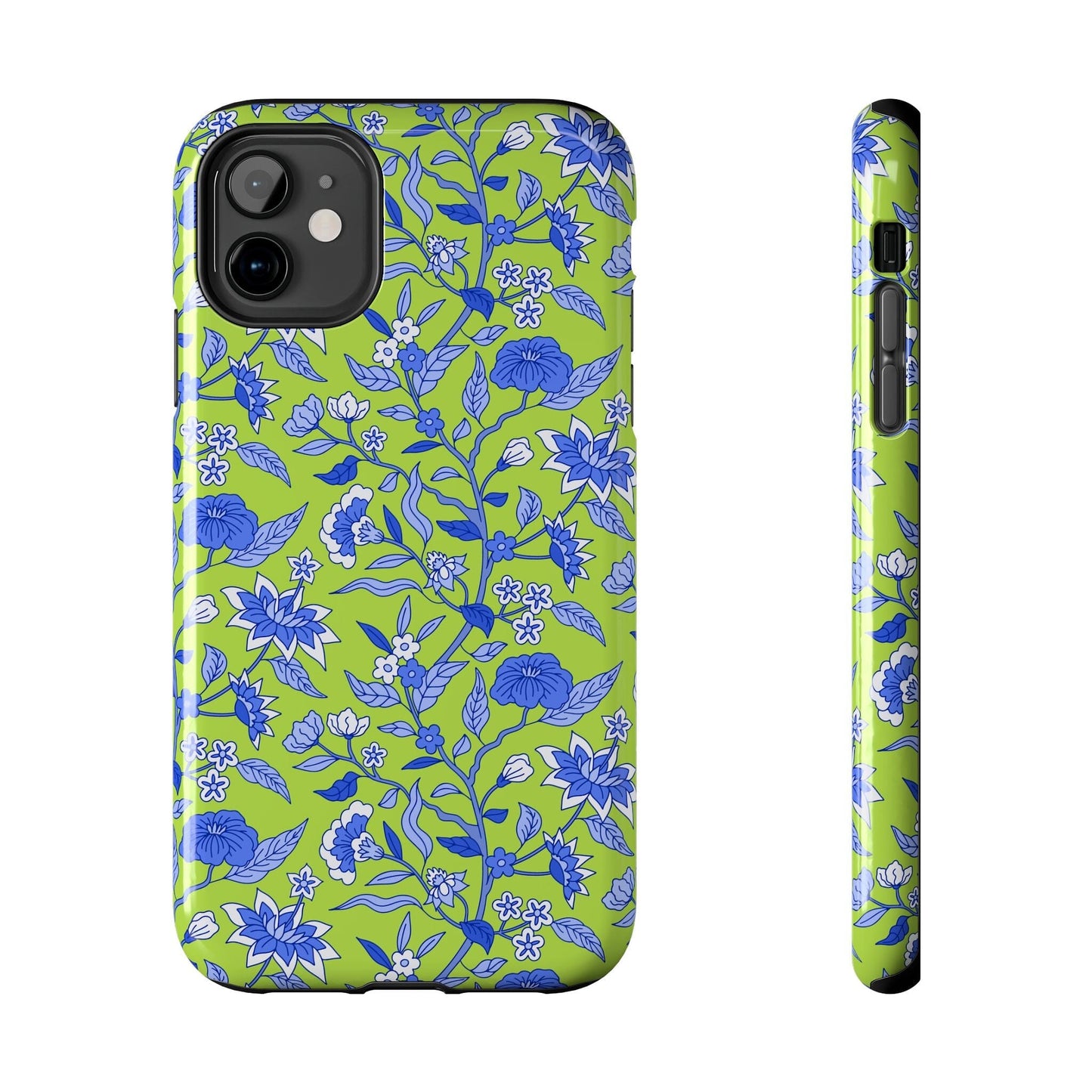 Preppy Aesthetic French Toile Phone Case ~ Blue Coquette Floral iPhone Case Compatable with most iPhone and Samsung Models Phone Case Printify iPhone 15