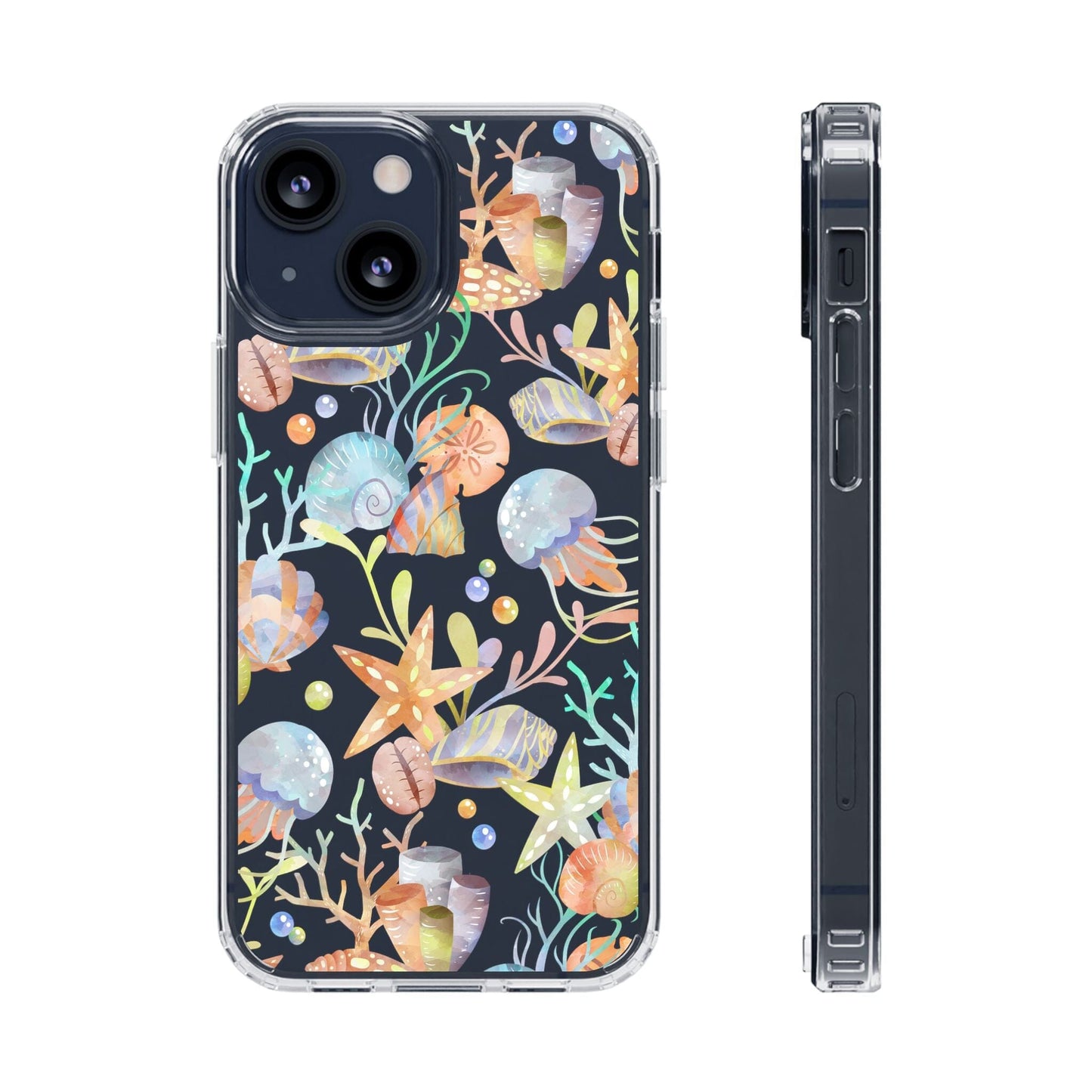 Seashell Phone Case, Beach Phone Case, Clear Phone Cases, Ocean Inspired Style, Beachy Summer Vibes iPhone 11-14 And Samsung Galaxy Cases Phone Case Printify iPhone 13 Mini Without gift packaging