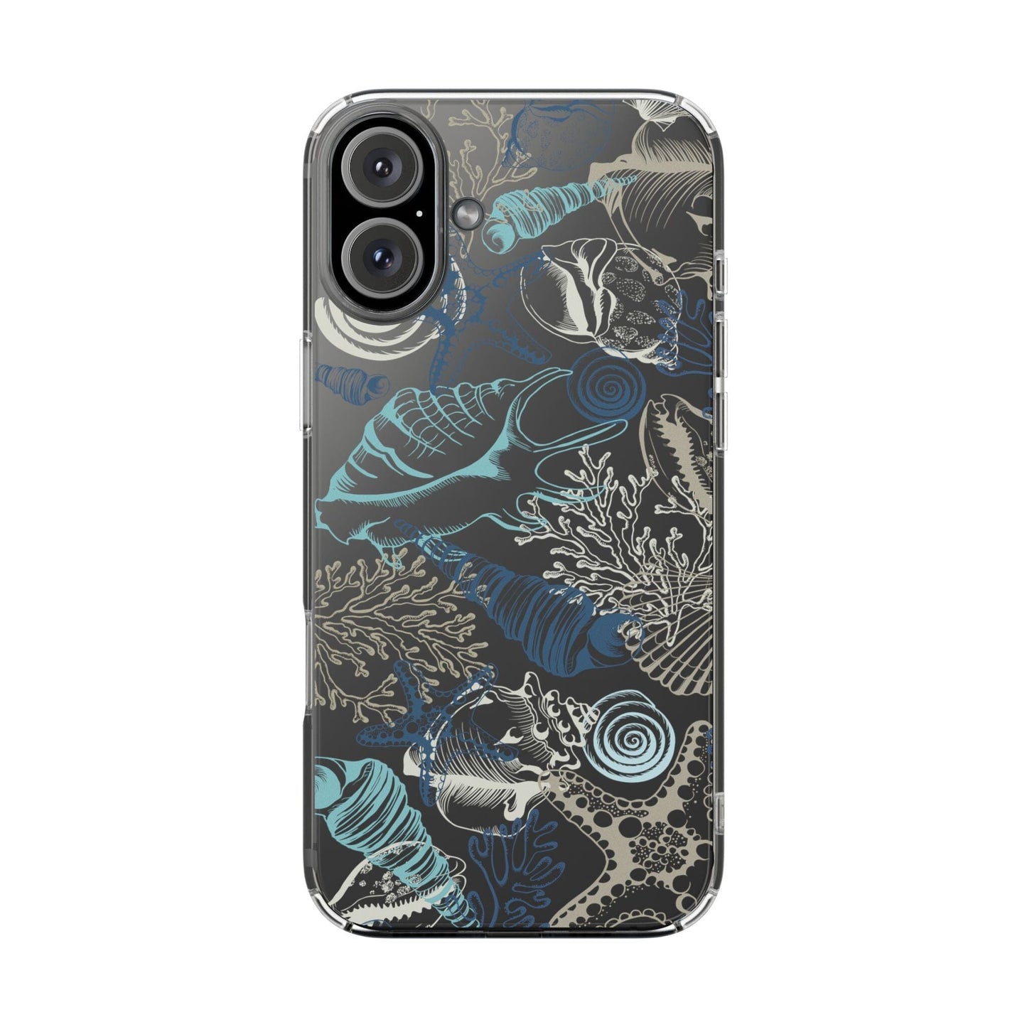 Clear iPhone Case • Blue Seashells Phone Case - Fits Most iPhone and Samsung Phones Phone Case Printify iPhone 16 Plus Without gift packaging