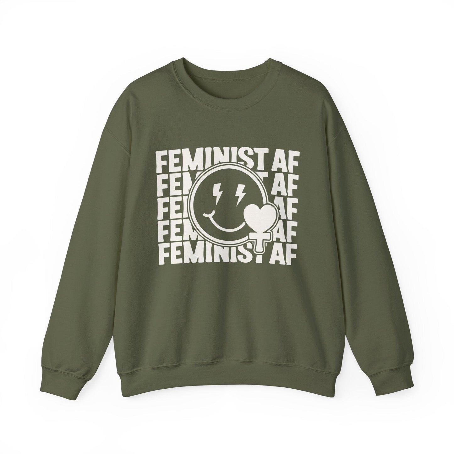 Feminist Sweatshirt Sweatshirt Printify Military Green S