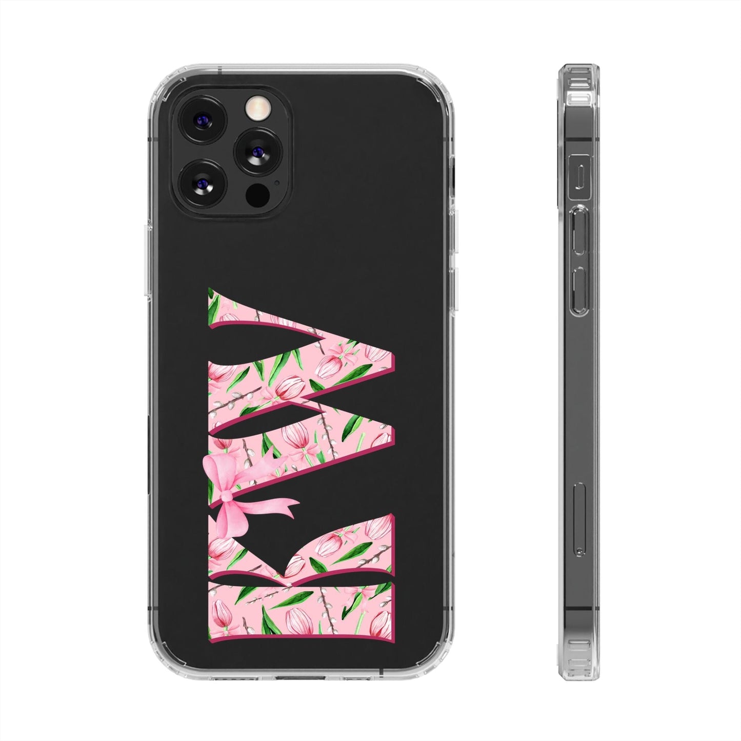 Initials iPhone 16 Pro Case, Clear Phone Cases • Designed to fit Most iPhone and Samsung Phones Phone Case Printify iPhone 12 Pro Without gift packaging