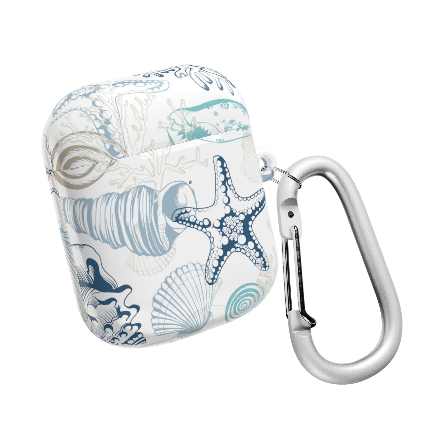 Blue Seashells AirPods Case, Ocean-Inspired Case for Earbuds • Cute Phone Accessories Accessories Printify AirPods Gen 1 White Glossy