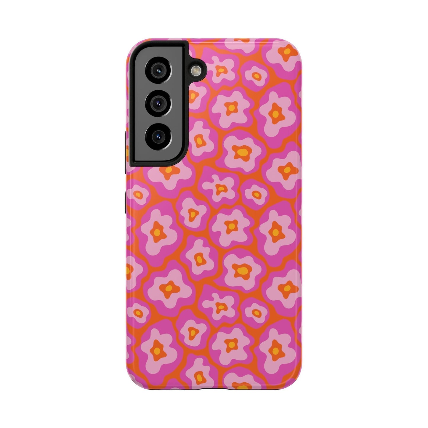 Abstract Pink Floral Phone Case • Tough Phone Case Designed to fit most iPhone and Samsung Phones Phone Case Printify Samsung Galaxy S22
