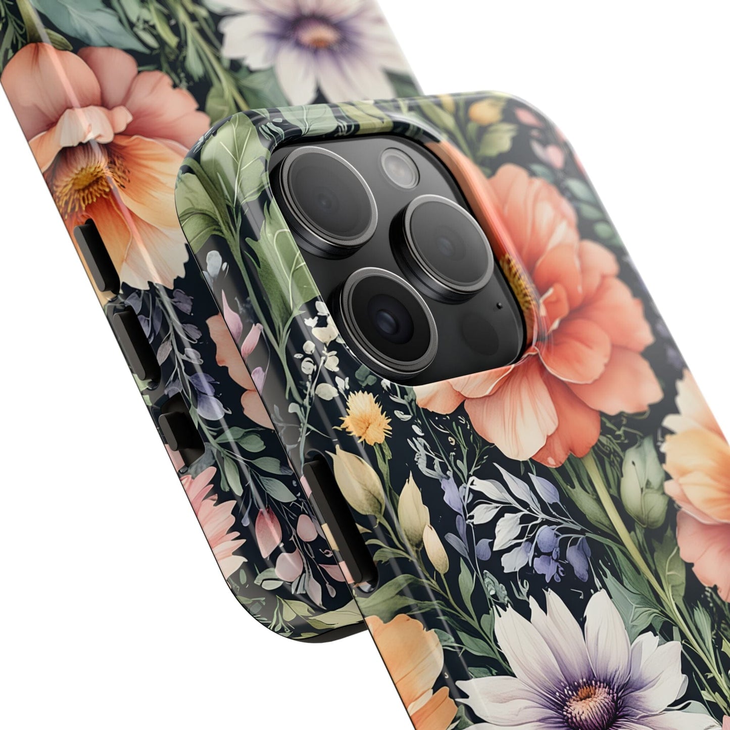 Fall Blue Floral Phonecases, Cute Boho Aesthetic Tough Cases Compatible with most iPhone and Samsung Galaxy Models Phone Case Printify
