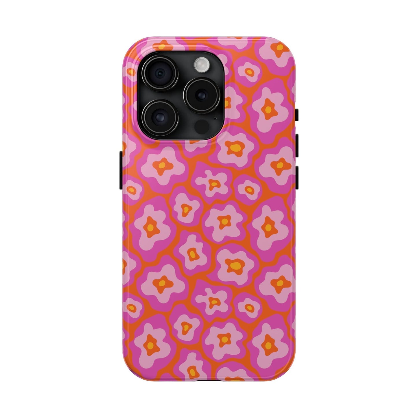 Abstract Pink Floral Phone Case • Tough Phone Case Designed to fit most iPhone and Samsung Phones Phone Case Printify iPhone 15 Pro