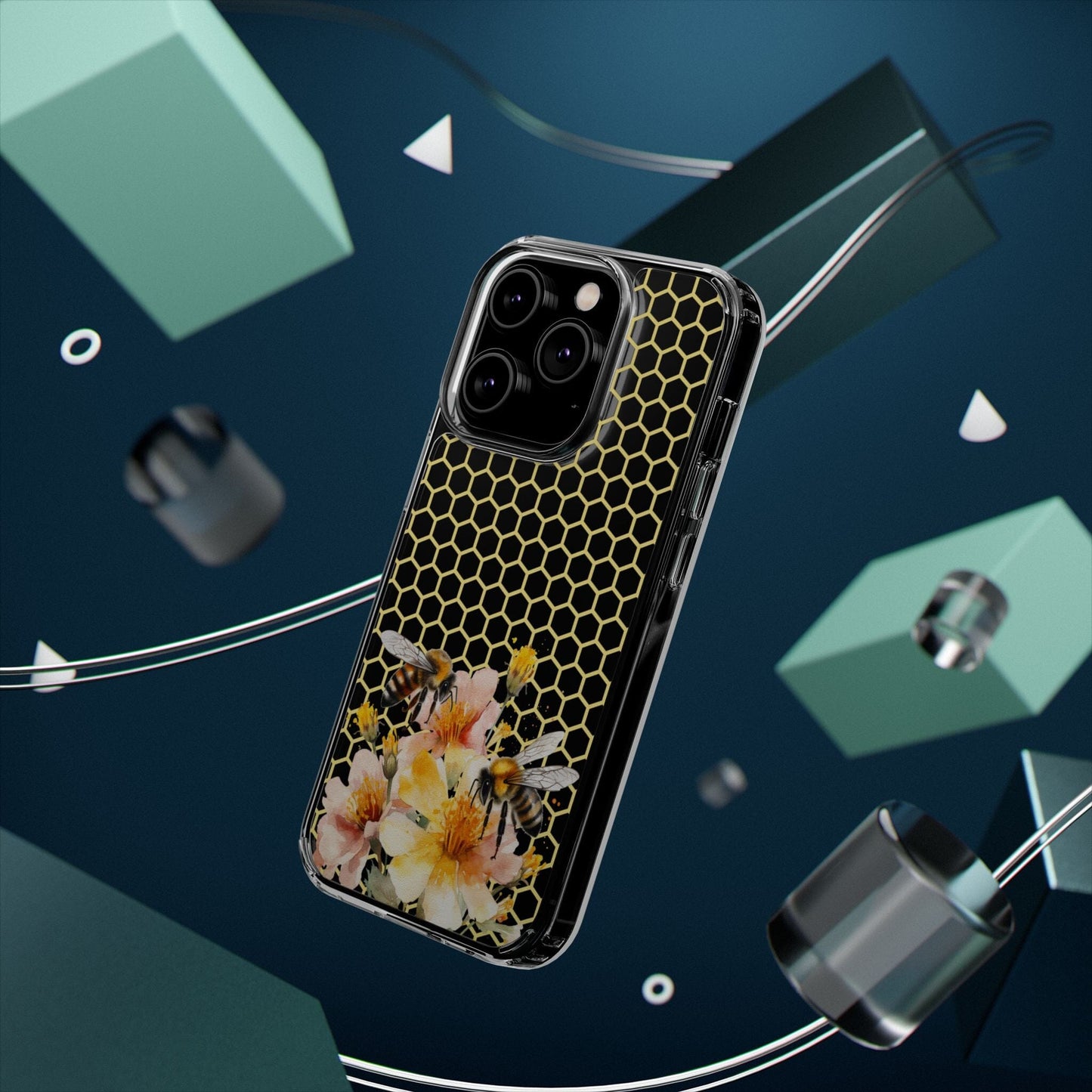 Honey Bee Phone Case, Clear Phone Case, Flower Phone Cases Compatible with most iPhone and Samsung Galaxy Models Phone Case Printify