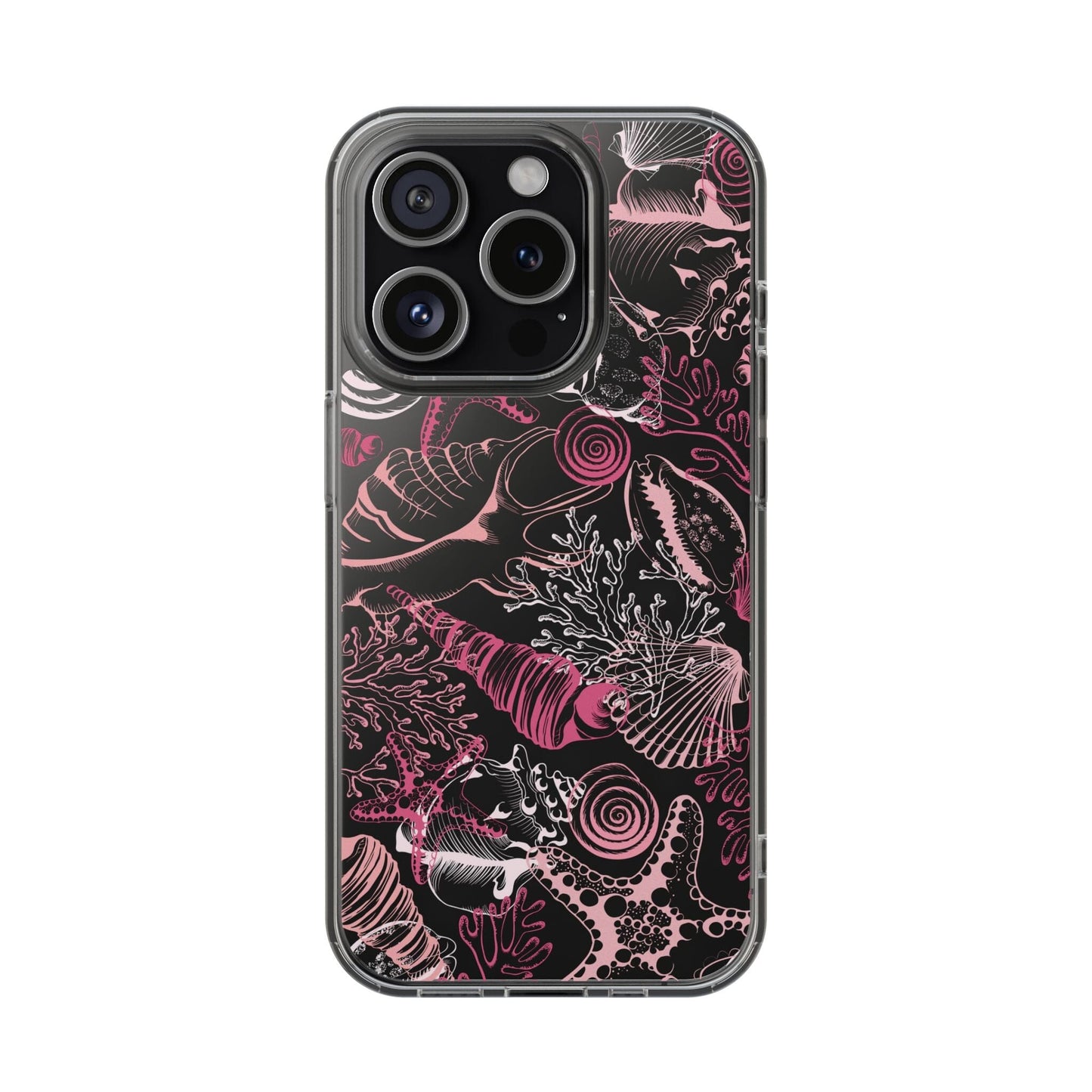Pink Seashells Phone Case, Clear Summer Phone Cases Compatible with most iPhone and Samsung Galaxy Models Phone Case Printify iPhone 15 Pro