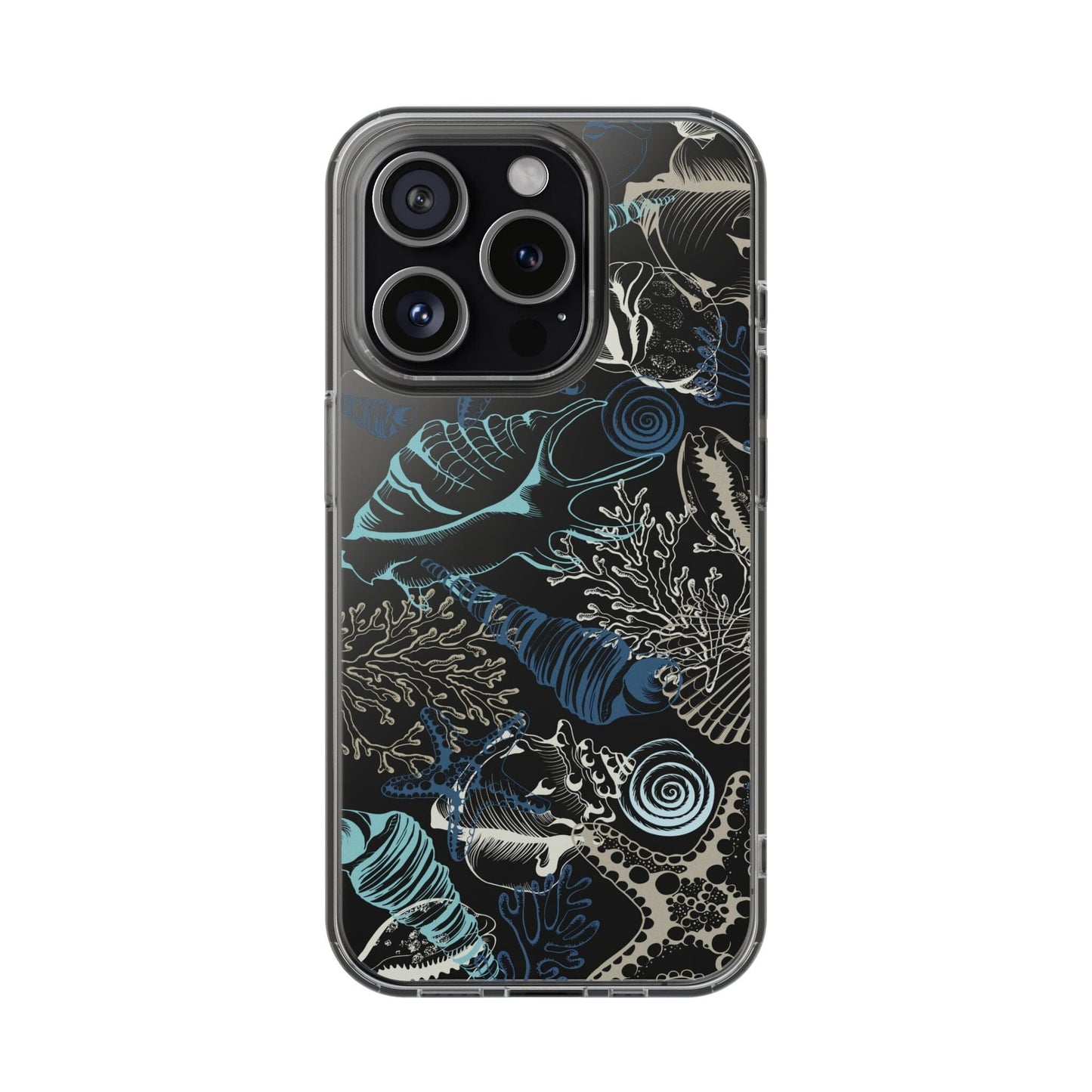 Clear iPhone Case • Blue Seashells Phone Case - Fits Most iPhone and Samsung Phones Phone Case Printify