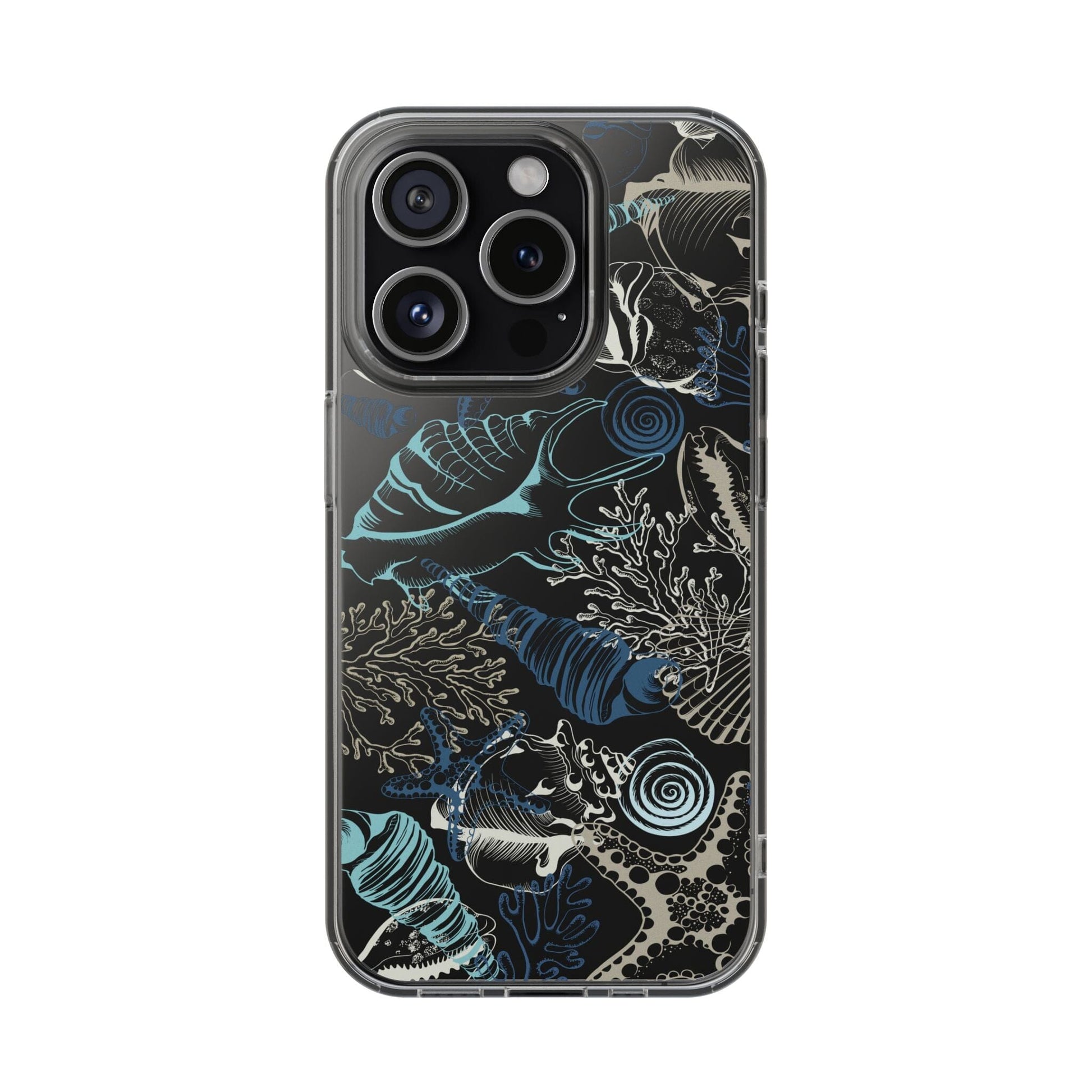 Clear iPhone Case • Blue Seashells Phone Case - Fits Most iPhone and Samsung Phones Phone Case Printify