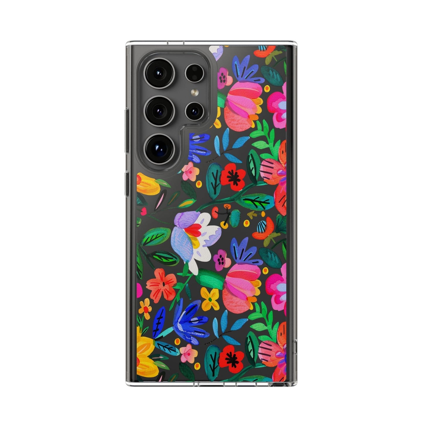 Folk Art Flowers Clear Phone Cases • Summer Floral Phone Case Designed to fit most iPhone and Samsung Phones Phone Case Printify Samsung Galaxy S24 Ultra Without gift packaging