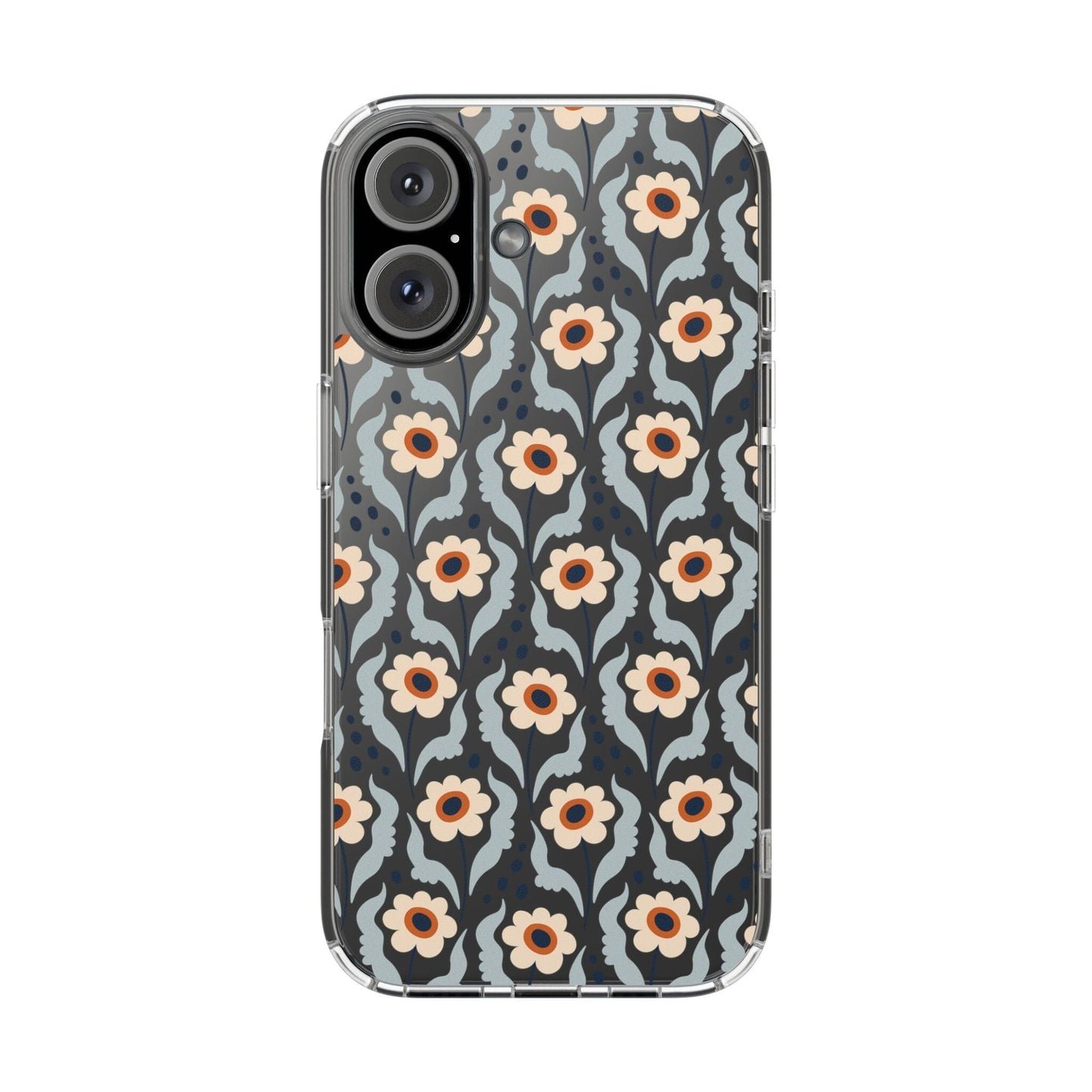Retro Daisies Clear Phone Case • Designed to fit Most iPhone and Samsung Phones Phone Case Printify iPhone 16 Without gift packaging