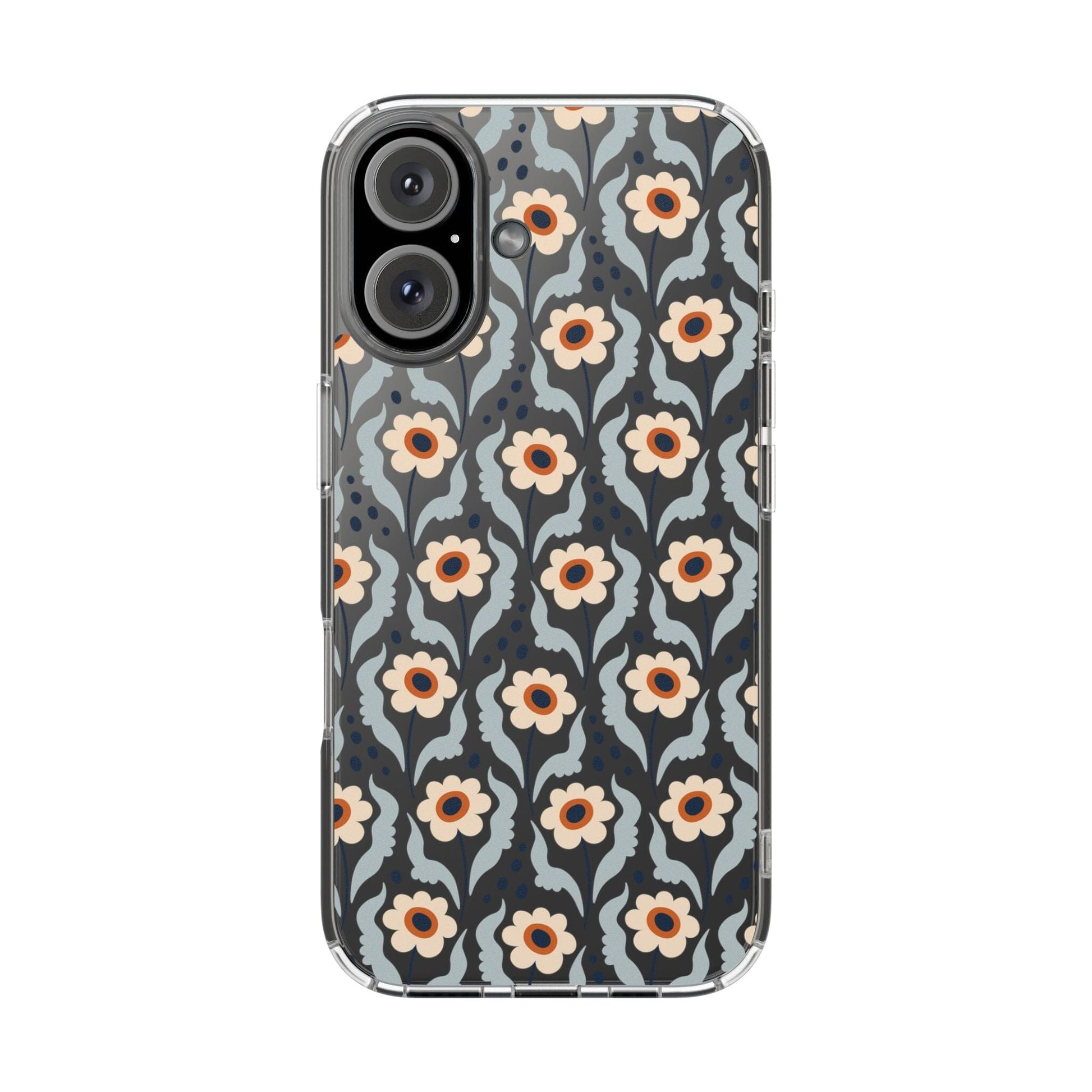 Retro Daisies Clear Phone Case • Designed to fit Most iPhone and Samsung Phones Phone Case Printify iPhone 16 Without gift packaging