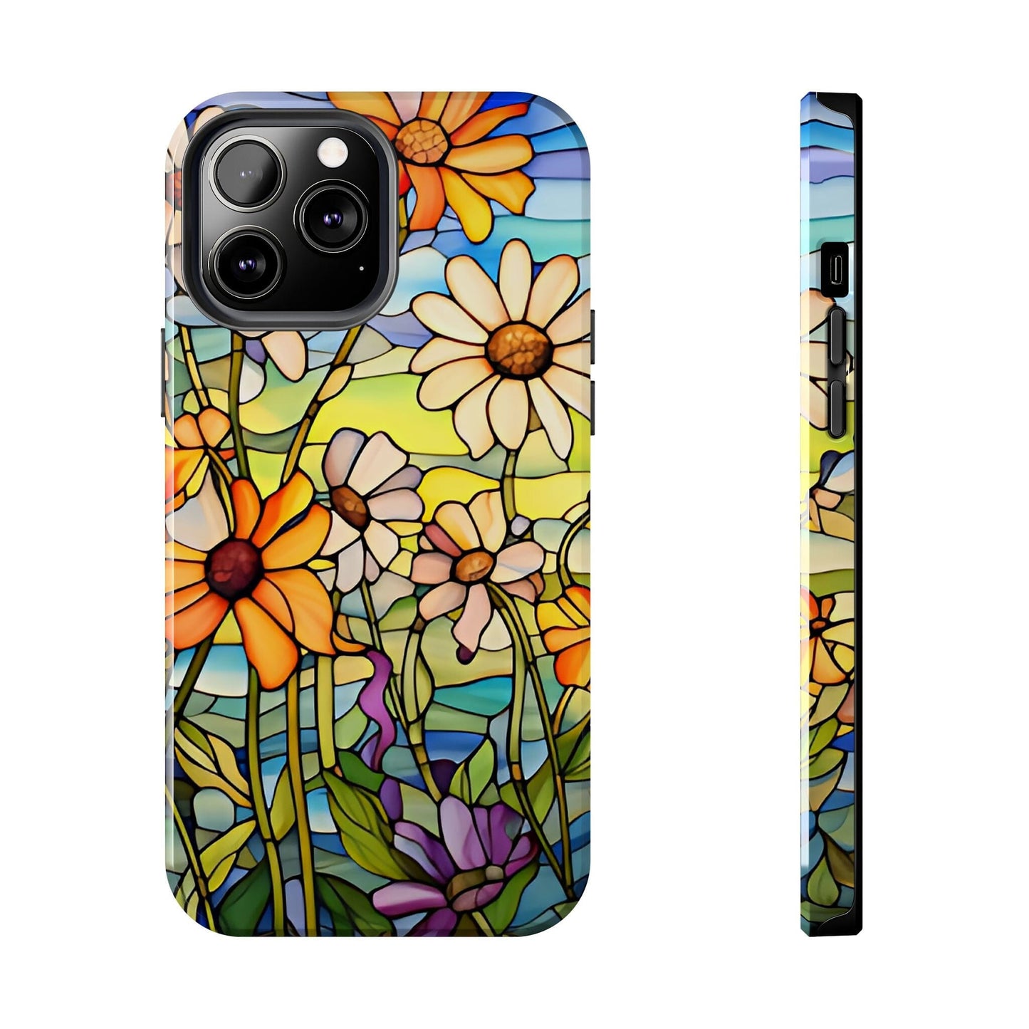 Stained Glass Daisies Impact Resistant Phone Case • Designed to fit most iPhone and Samsung Models Phone Case Printify iPhone 13 Pro Max