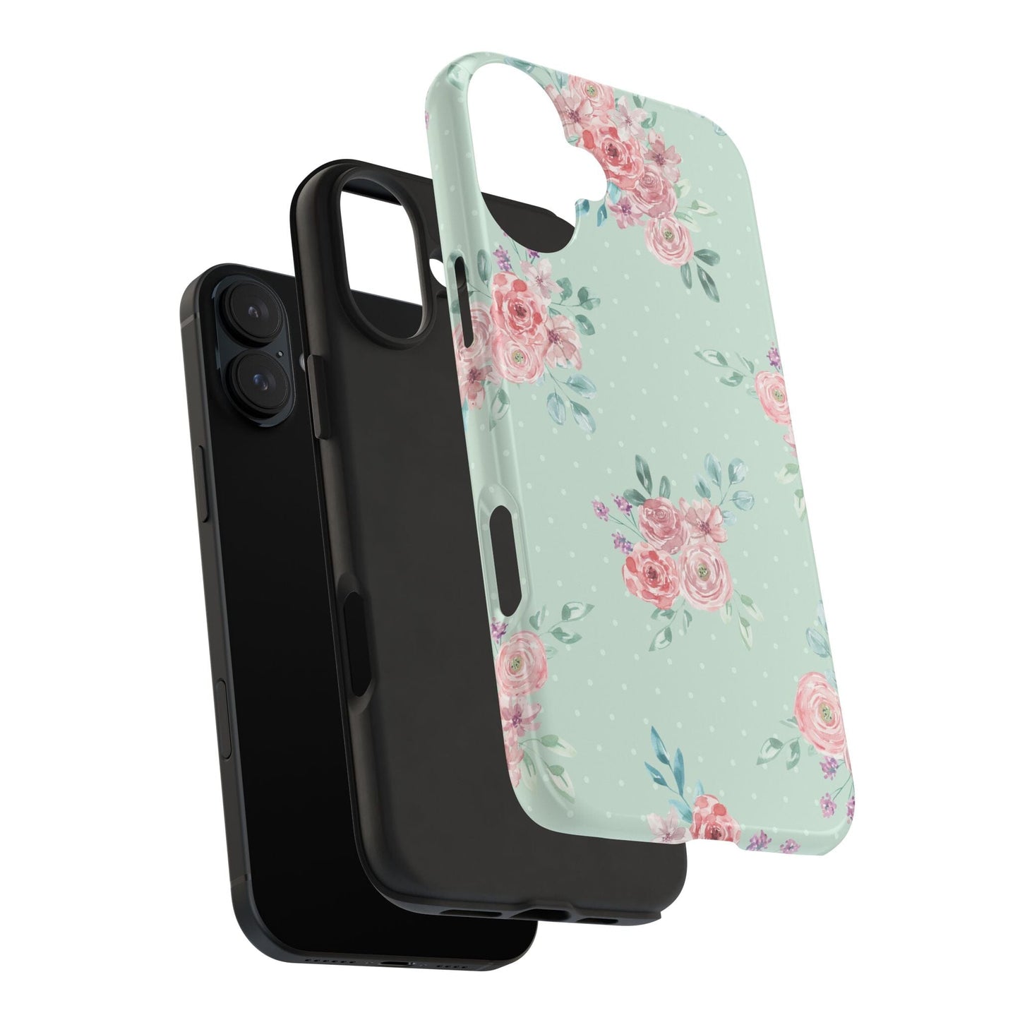 Green Floral Phone Case, Summer Flower Phonecases, Coquette Aesthetic iPhone Case for 15 14 13 12 Cell Phone Covers Phone Case Printify
