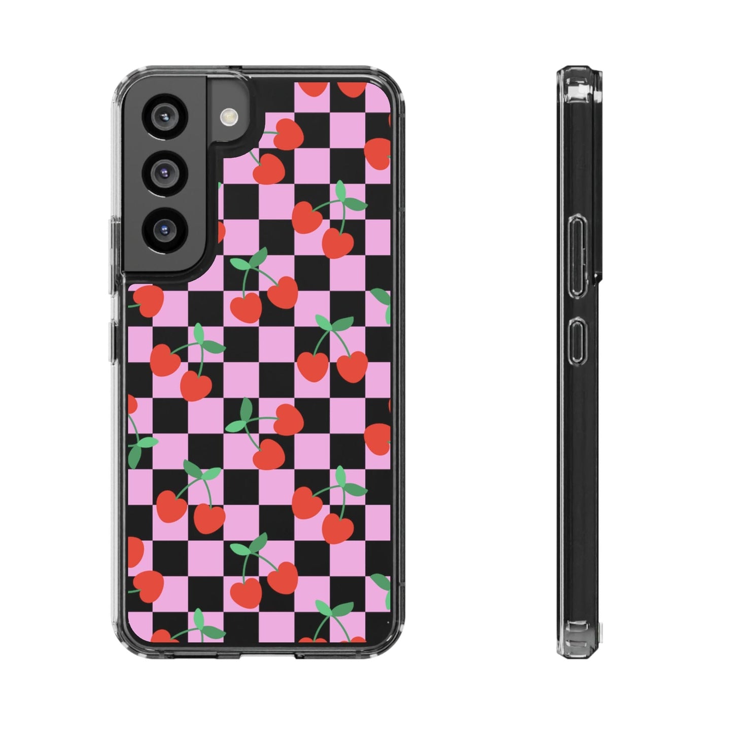 iPhone 16 Clear Case, Pink Checkered Cherry Phone Case • y2K Aesthetic Phone Cases Designed to fit most iPhone and Samsung Models Phone Case Printify Samsung Galaxy S22 Without gift packaging