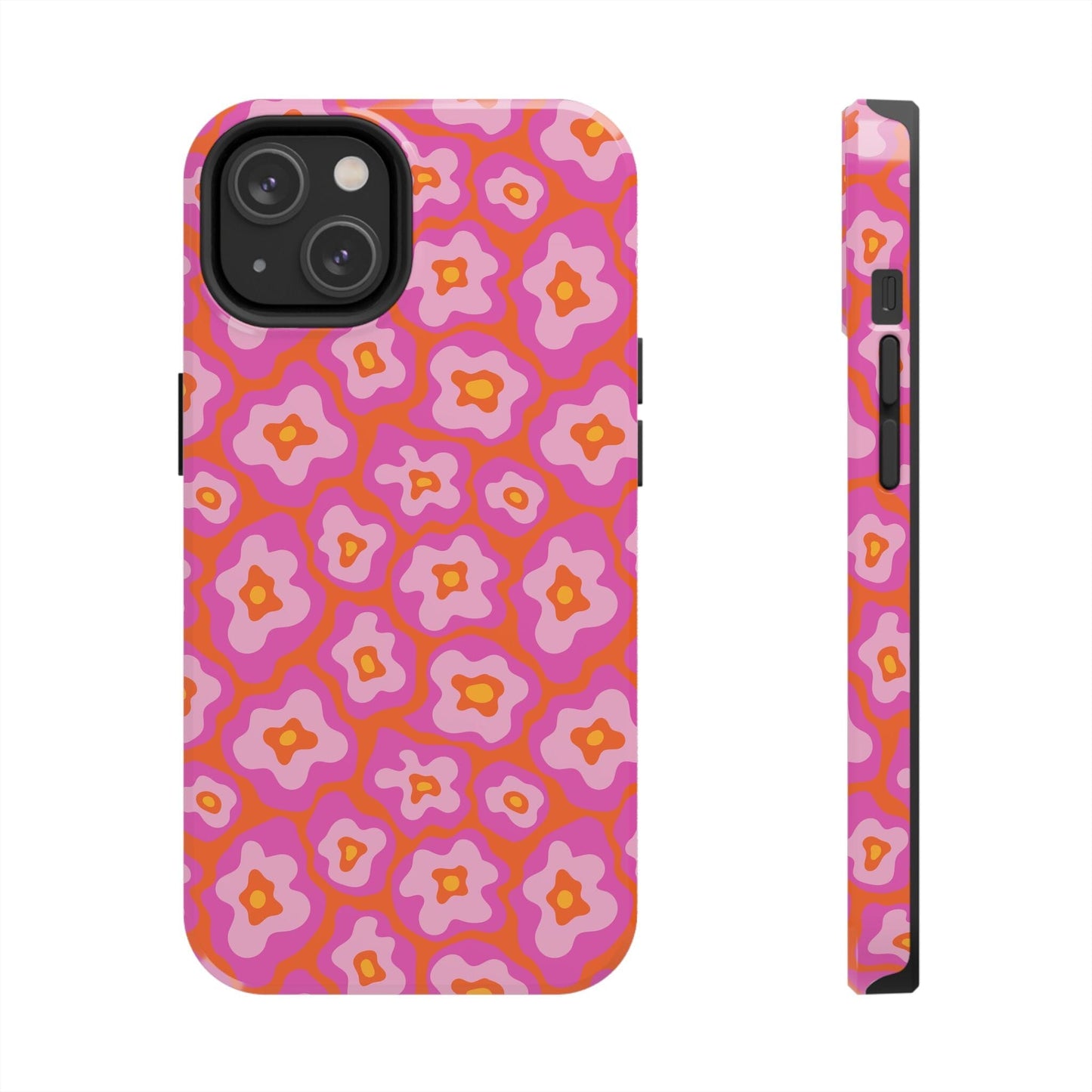 Abstract Pink Floral Phone Case • Tough Phone Case Designed to fit most iPhone and Samsung Phones Phone Case Printify iPhone 14