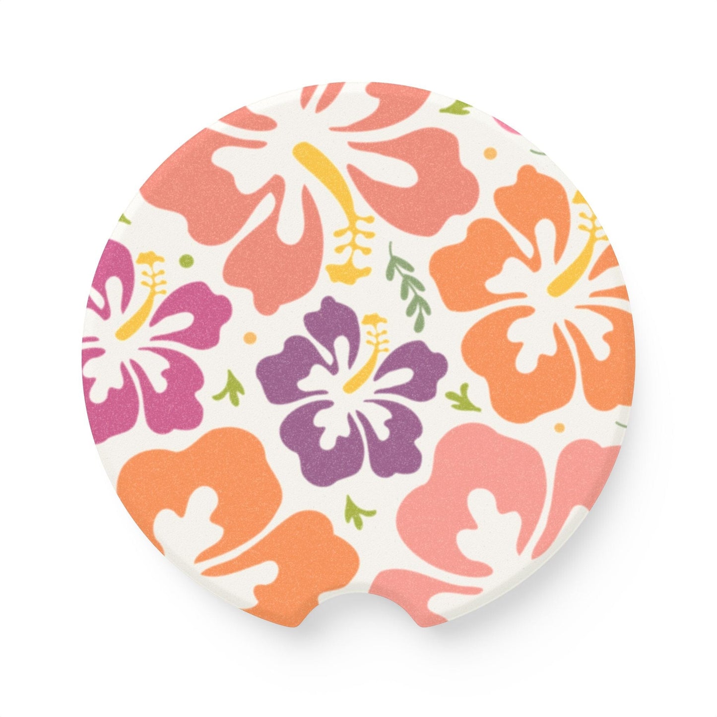 Tropical Floral Car Coaster, Hibiscus Flower Drink Cup Holder Coaster• Cute Car Accessories Home Decor Printify 2.6'' × 2.6" 1pc
