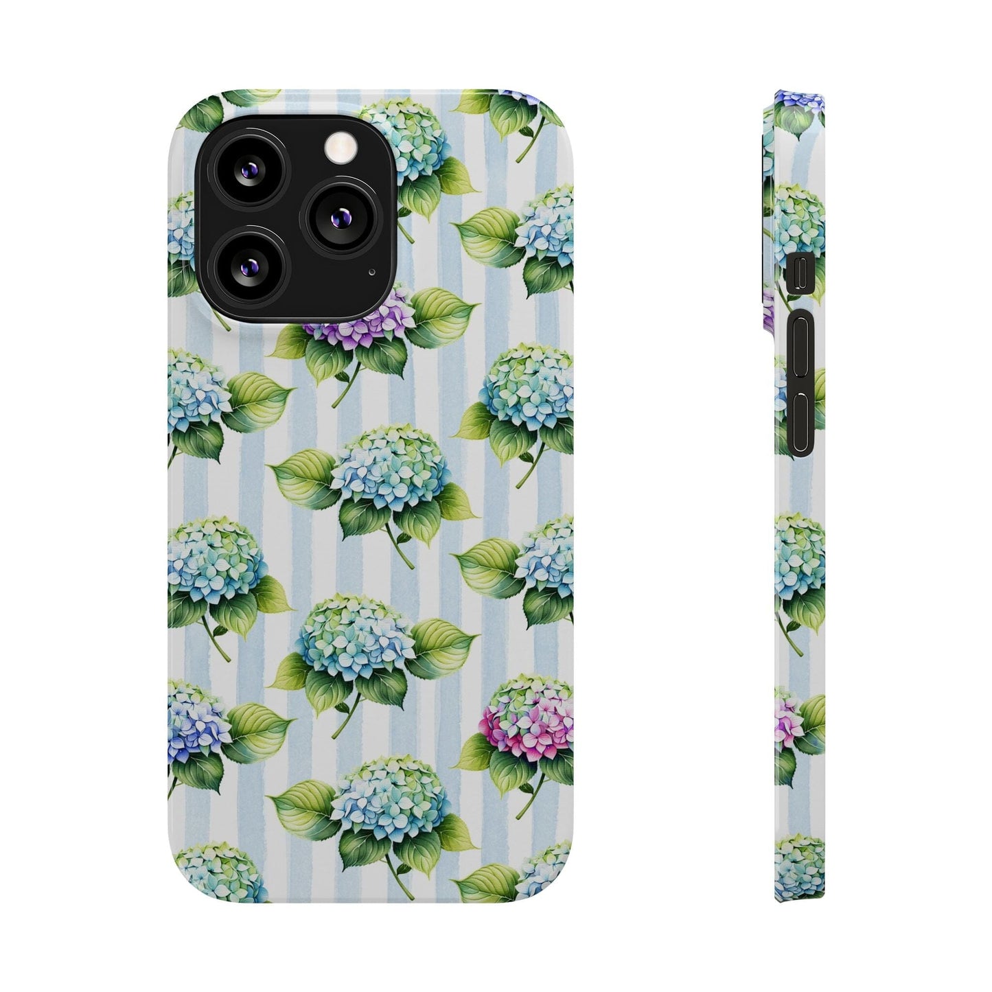 Floral Phone Case, Coastal Hydrangea Floral Phone Case, French Blue Vanilla Girl Aesthetic ~ iPhone 12, iPhone 13, iPhone 14, iPhone 15 Phone Case Printify iPhone 13 Pro