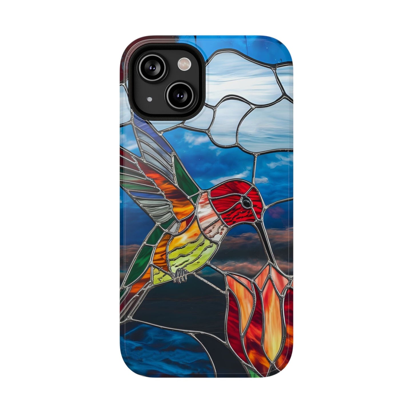 Stained Glass Humming Bird Phone Case, Tough Phonecase designed to fit iPhone and Galaxy Bird Lover Gifts Phone Case Printify iPhone 14 Glossy Without gift packaging