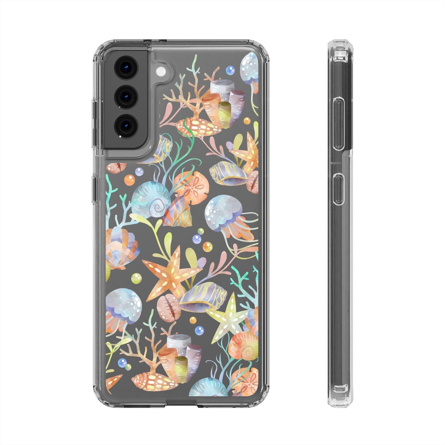 Seashell Phone Case, Beach Phone Case, Clear Phone Cases, Ocean Inspired Style, Beachy Summer Vibes iPhone 11-14 And Samsung Galaxy Cases Phone Case Printify Samsung Galaxy S21 Without gift packaging