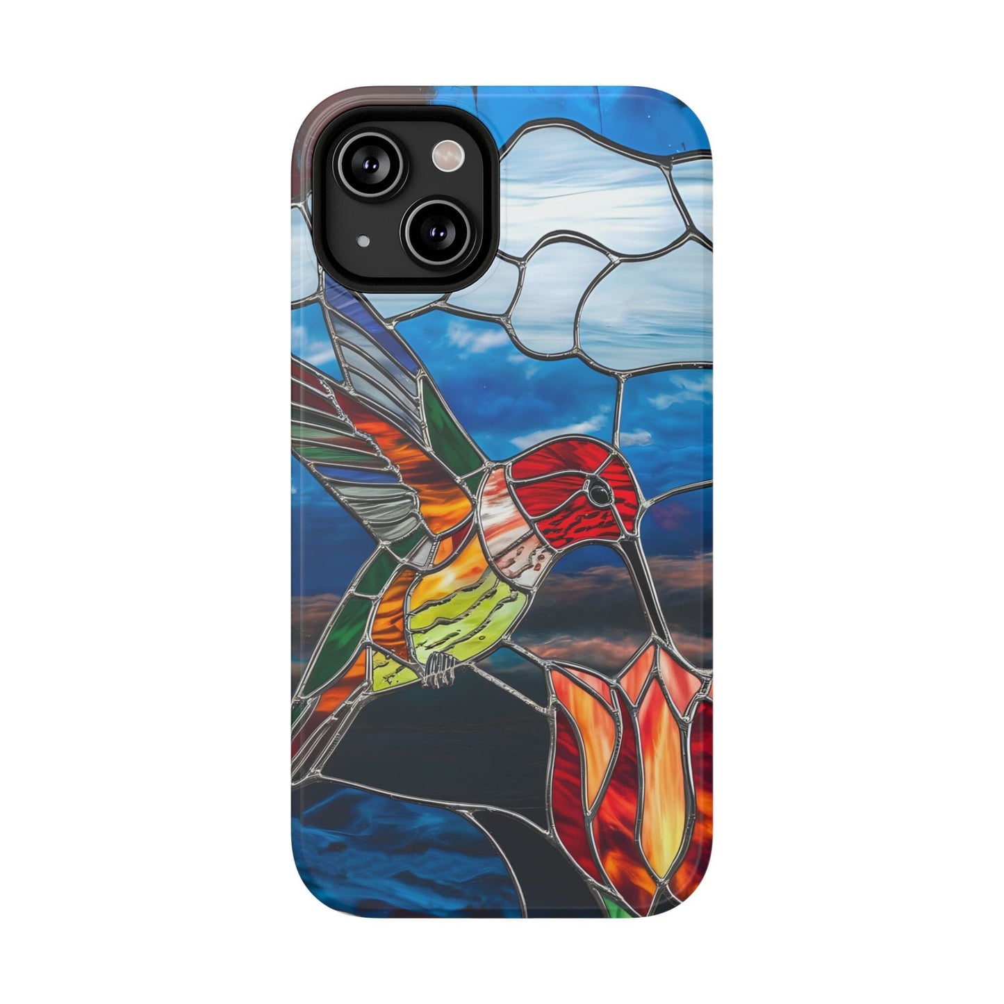 Stained Glass Humming Bird Phone Case, Tough Phonecase designed to fit iPhone and Galaxy Bird Lover Gifts Phone Case Printify iPhone 14 Matte Without gift packaging