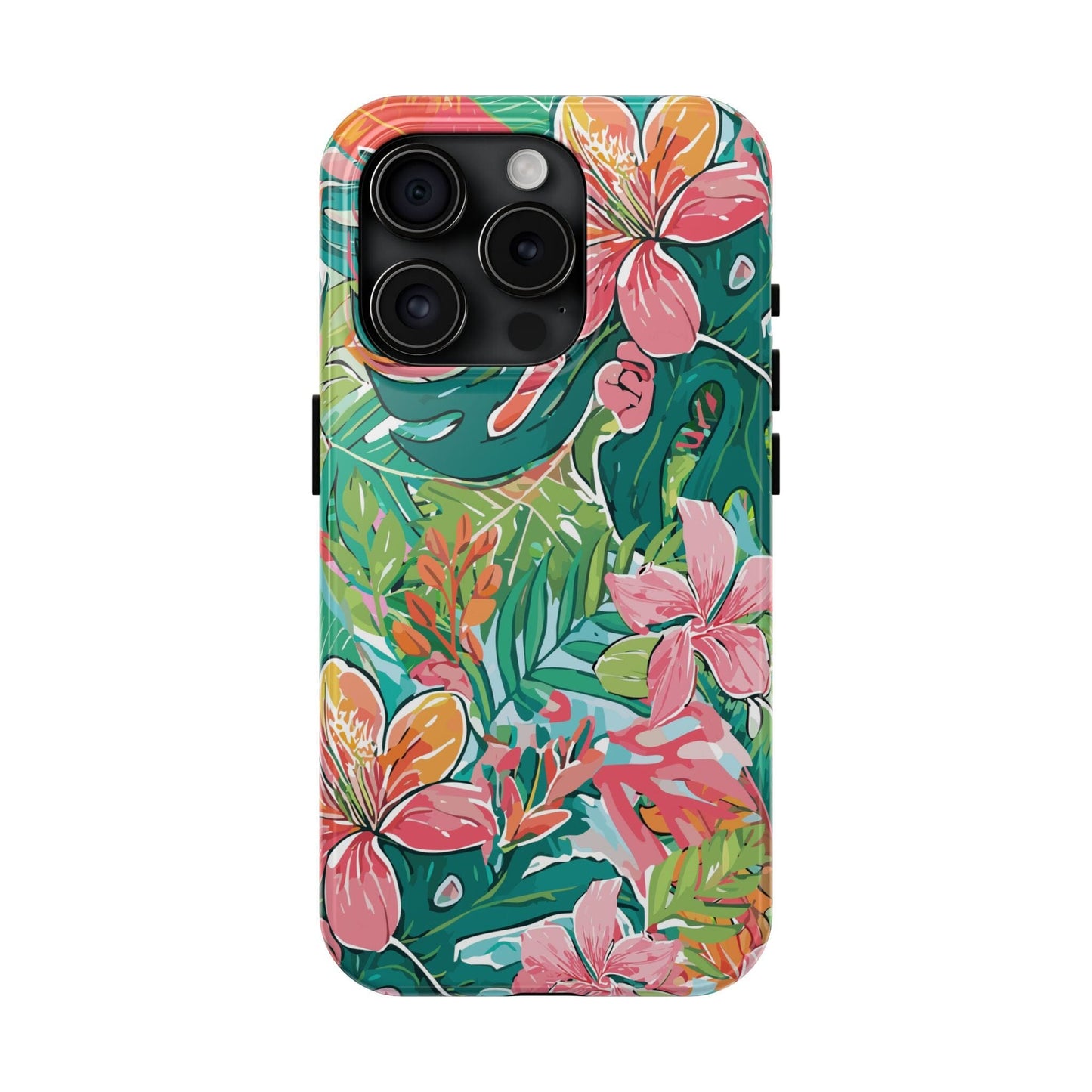 Tropical Brights Floral iPhone 16 Phone Cases • Designed to fit most iPhone and Samsung Models Phone Case Printify iPhone 15 Pro