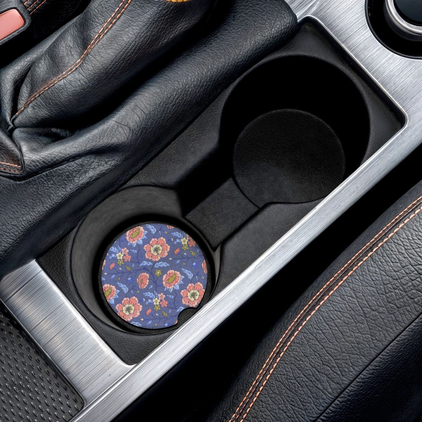 Chinoiserie Car Coasters, Floral Cup Holder Coaster, • Cute Car Accessories, Floral Cup Holder Coaster Home Decor Printify