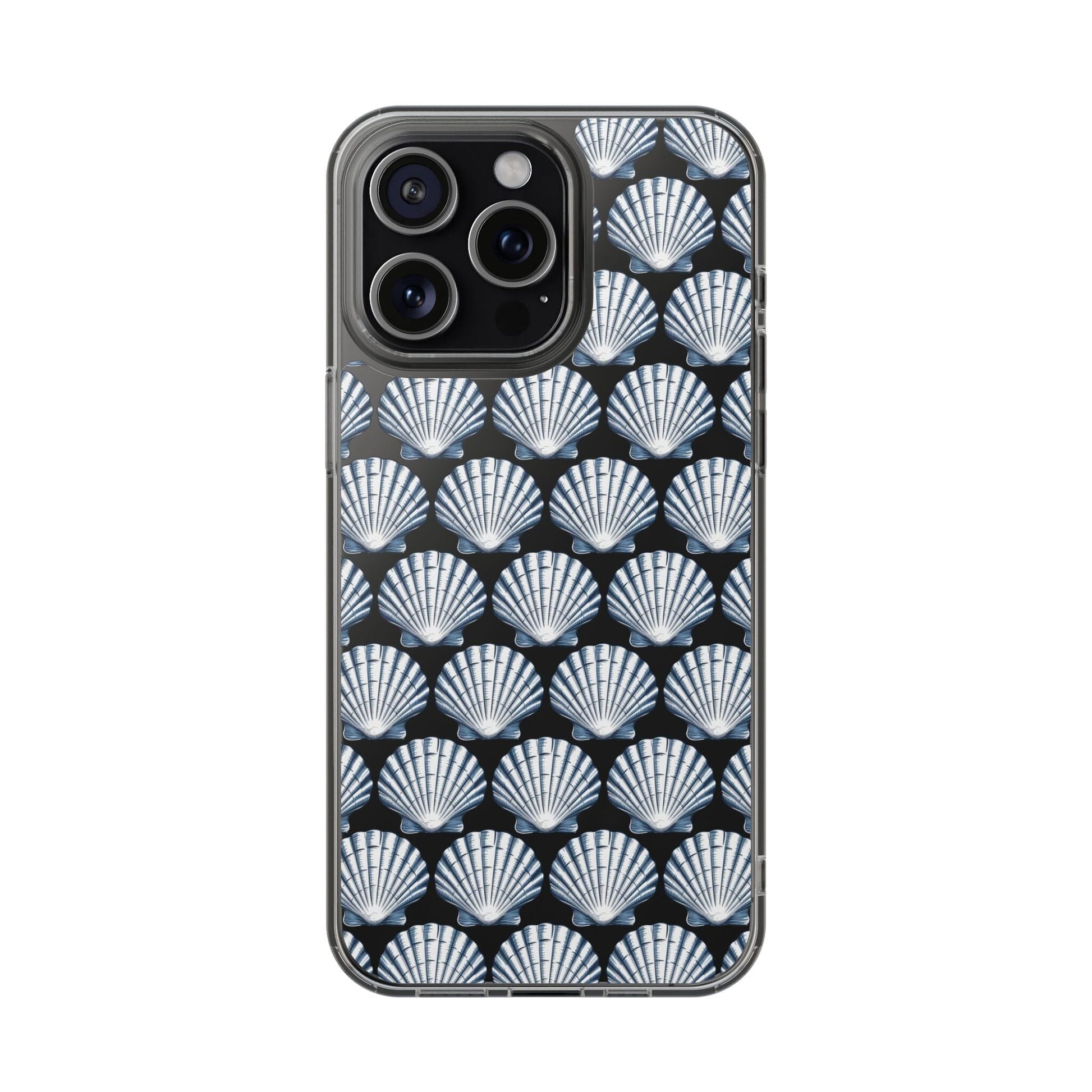 Blue iPhone 16 Clear Case, Seashell Phone Case, Coastal Vibes Mosaic Phone Case, iPhone 16 Pro Max, iPhone 15 Plus, Samsung Galaxy S24 Phone Case Printify iPhone 15 Pro Max Without gift packaging