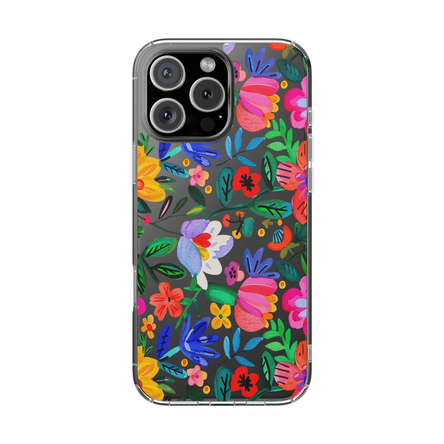 Folk Art Flowers Clear Phone Cases • Summer Floral Phone Case Designed to fit most iPhone and Samsung Phones Phone Case Printify iPhone 16 Pro Max Without gift packaging