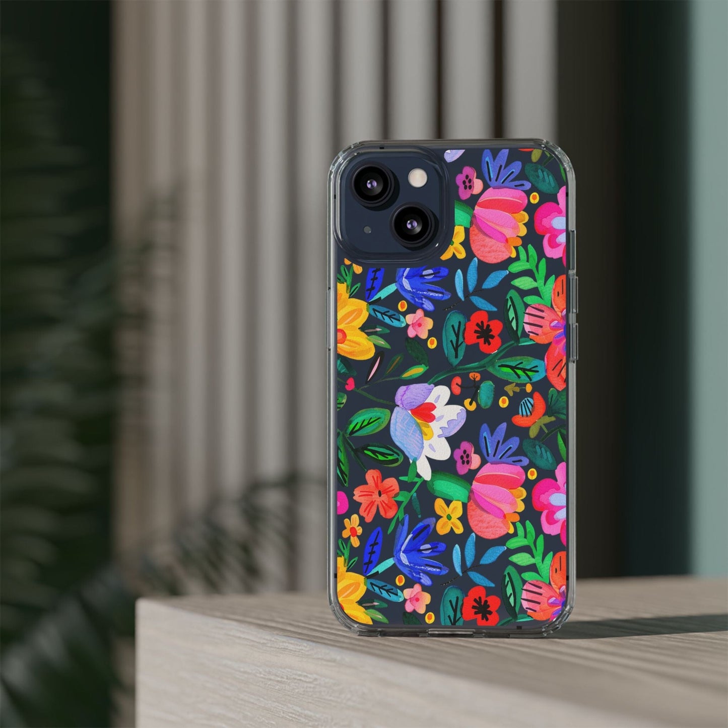 Folk Art Flowers Clear Phone Cases • Summer Floral Phone Case Designed to fit most iPhone and Samsung Phones Phone Case Printify