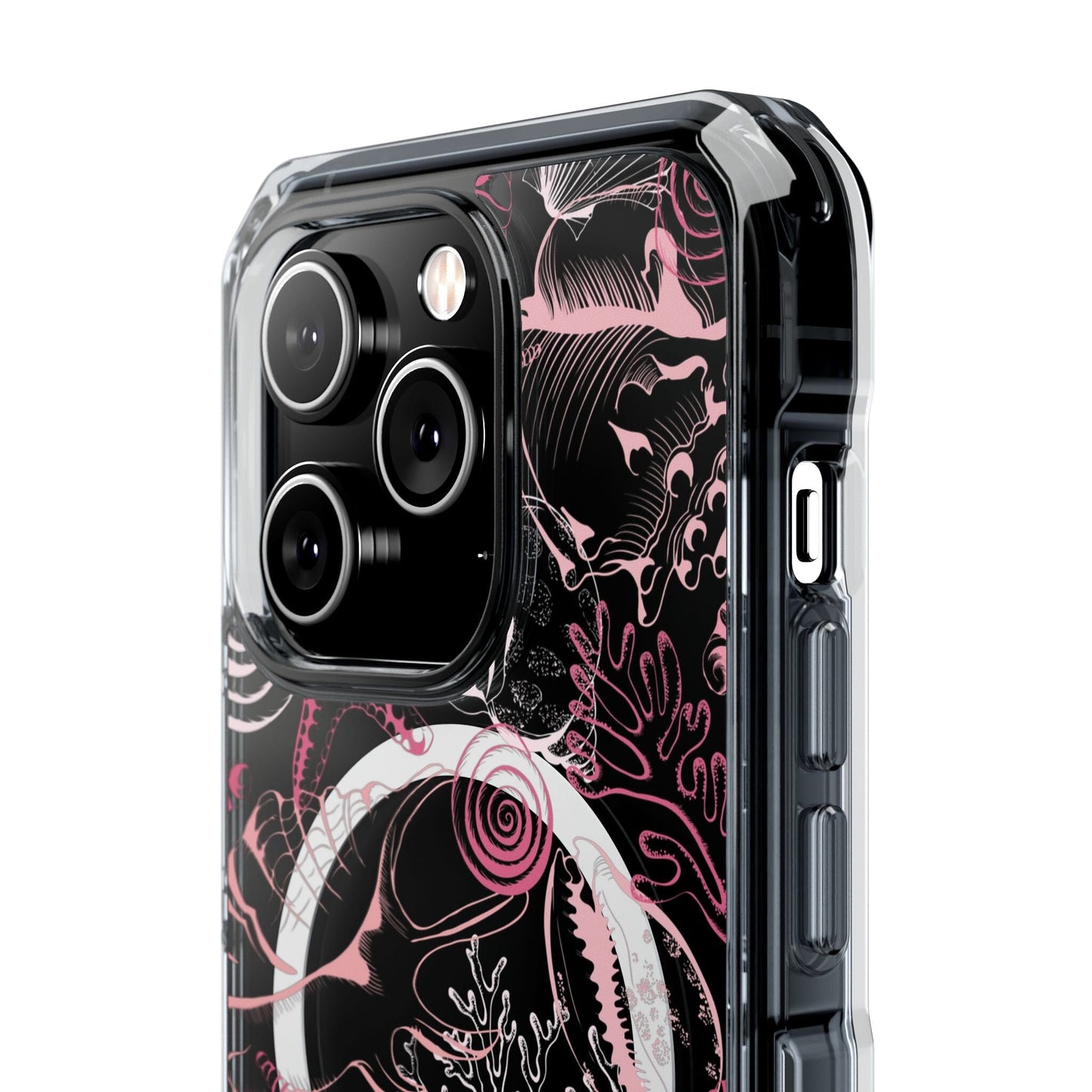 MagSafe® Compatable Clear Phone Case • Pink Seashells Summer Phone Case Designed to fit iPhone 14-16 Models Phone Case Printify