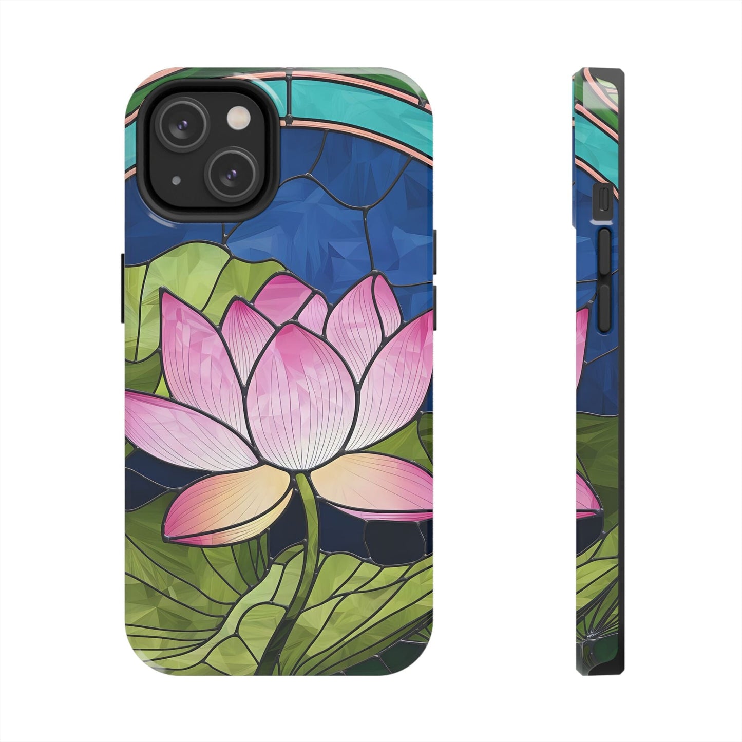 Stained Glass Lotus Flower Phone Case Cover • Tough Phone Cases Designed to fit most iPhone and Samsung Phones Phone Case Printify iPhone 14