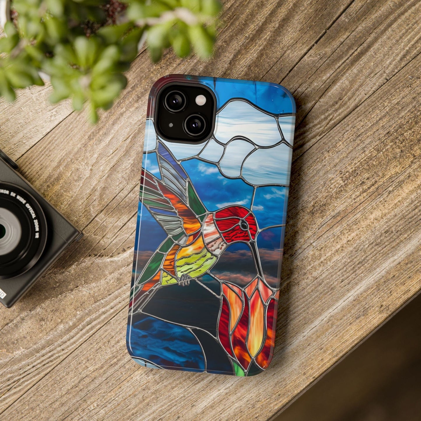 Stained Glass Humming Bird Phone Case, Tough Phonecase designed to fit iPhone and Galaxy Bird Lover Gifts Phone Case Printify