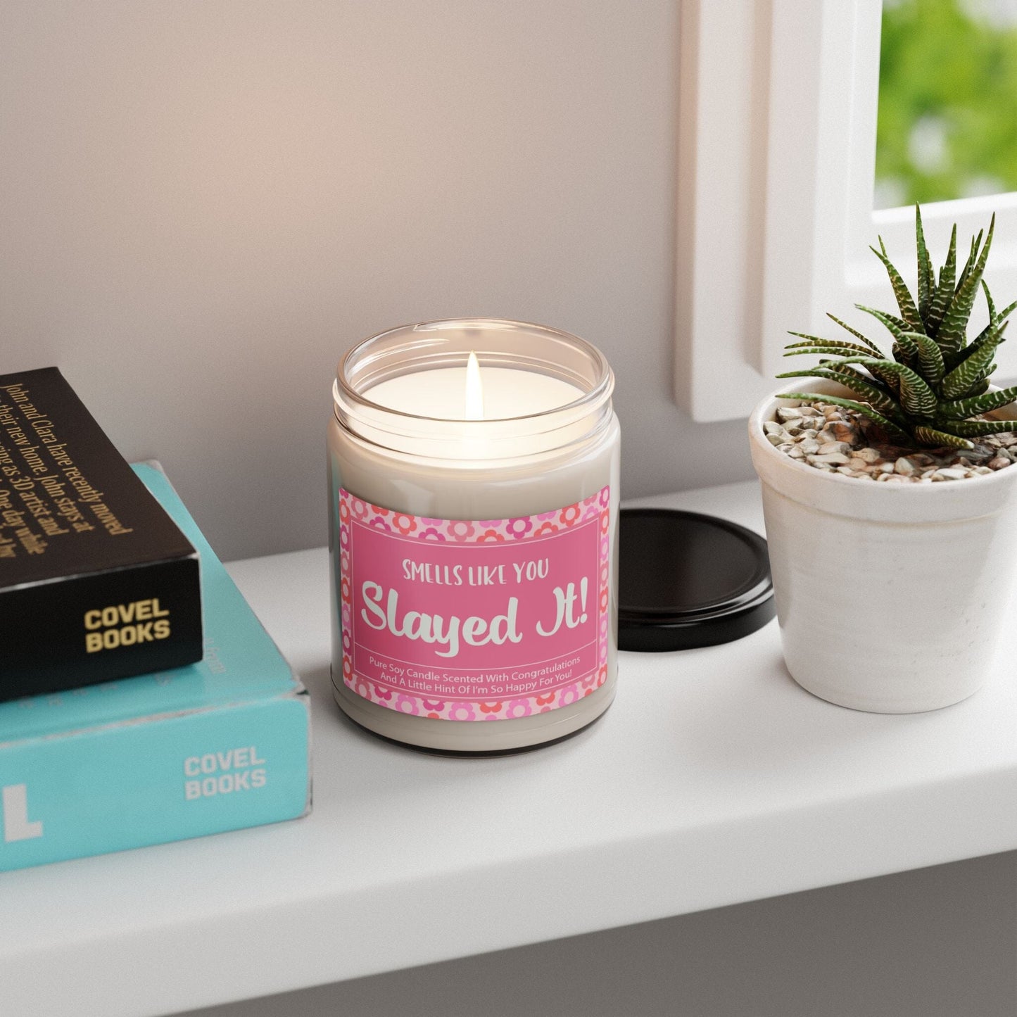 Smells Like You Slayed It ~ Coquette Girl Graduation Candle, Best Friend Gifts Home Decor Printify