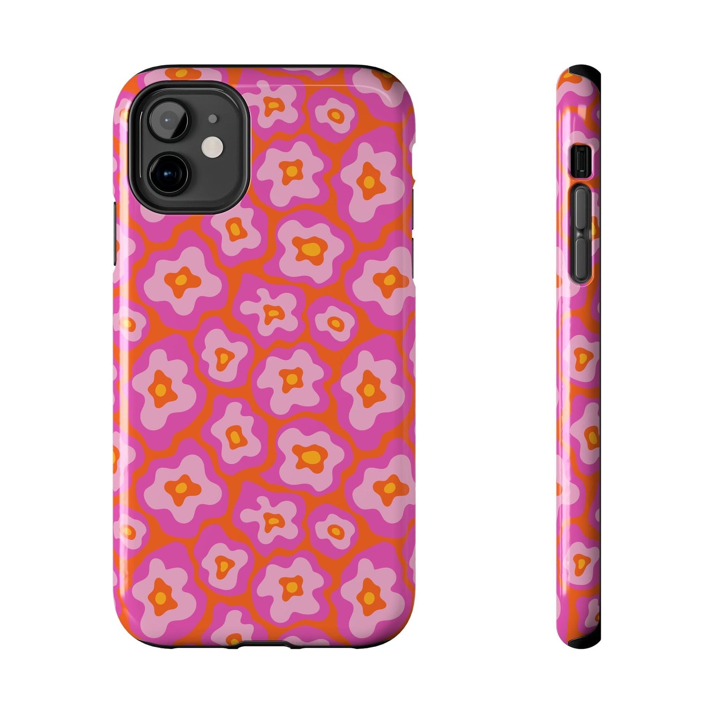 Abstract Pink Floral Phone Case • Tough Phone Case Designed to fit most iPhone and Samsung Phones Phone Case Printify iPhone 11