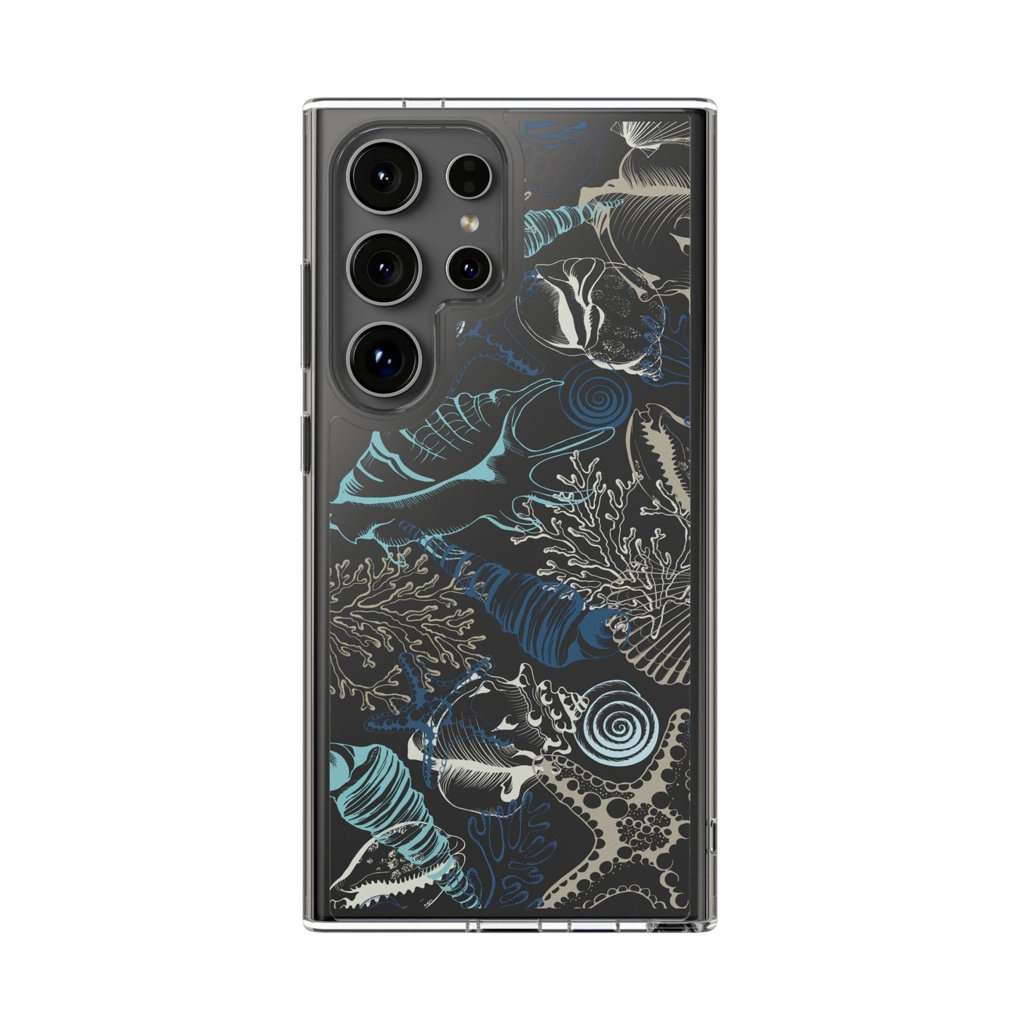 Clear iPhone Case • Blue Seashells Phone Case - Fits Most iPhone and Samsung Phones Phone Case Printify Samsung Galaxy S24 Ultra Without gift packaging