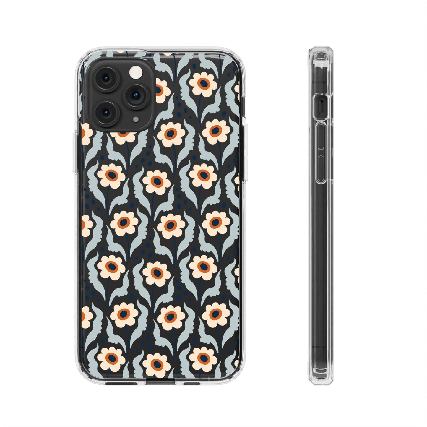 Retro Daisies Clear Phone Case • Designed to fit Most iPhone and Samsung Phones Phone Case Printify iPhone 11 Pro Without gift packaging