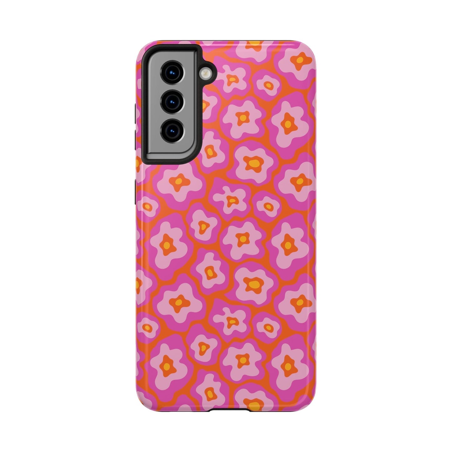 Abstract Pink Floral Phone Case • Tough Phone Case Designed to fit most iPhone and Samsung Phones Phone Case Printify Samsung Galaxy S21