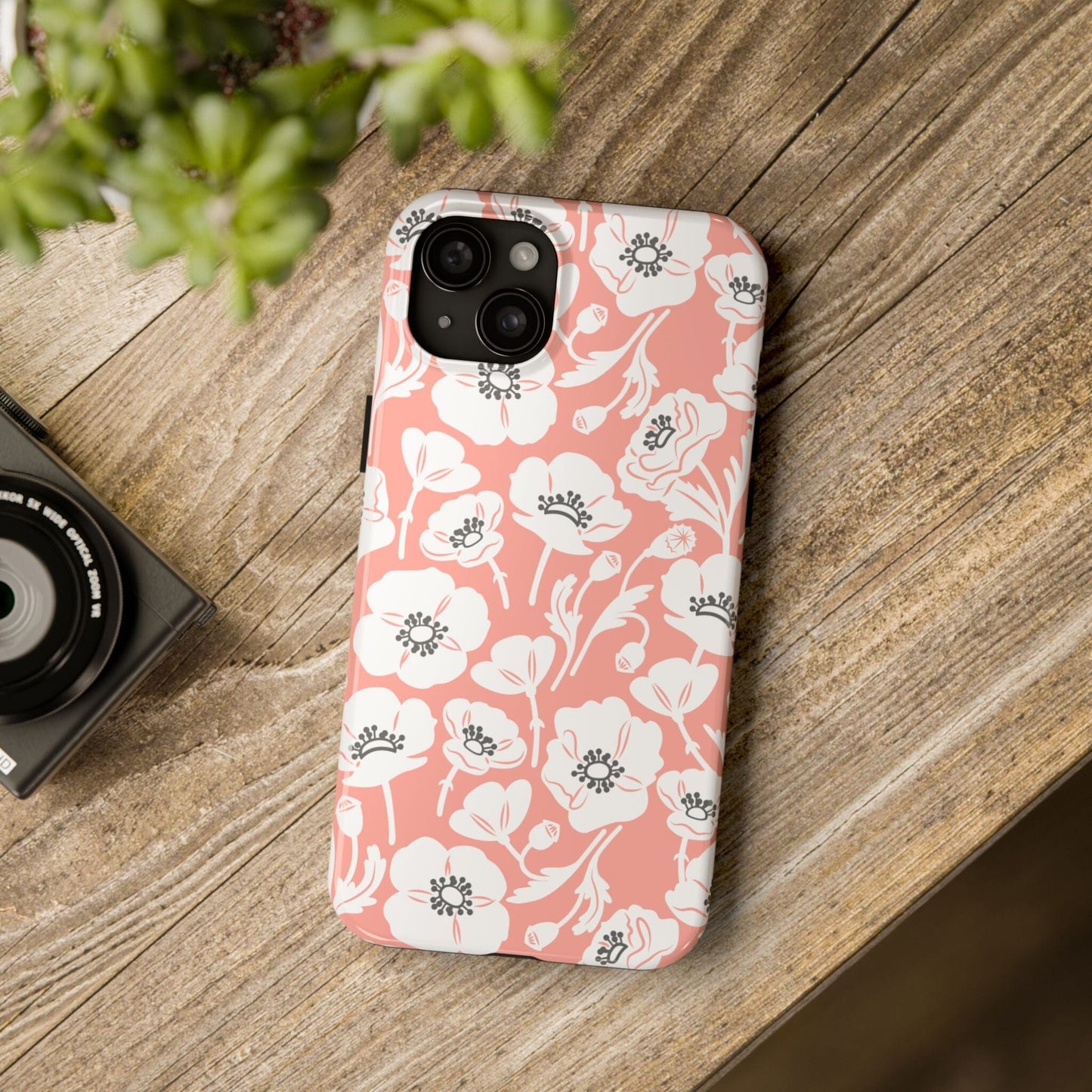 Pop-Art Poppies Floral Phone Case • Tough Case Designed to Fit Most iPhone and Samsung Models Phone Case Printify iPhone 15 Plus