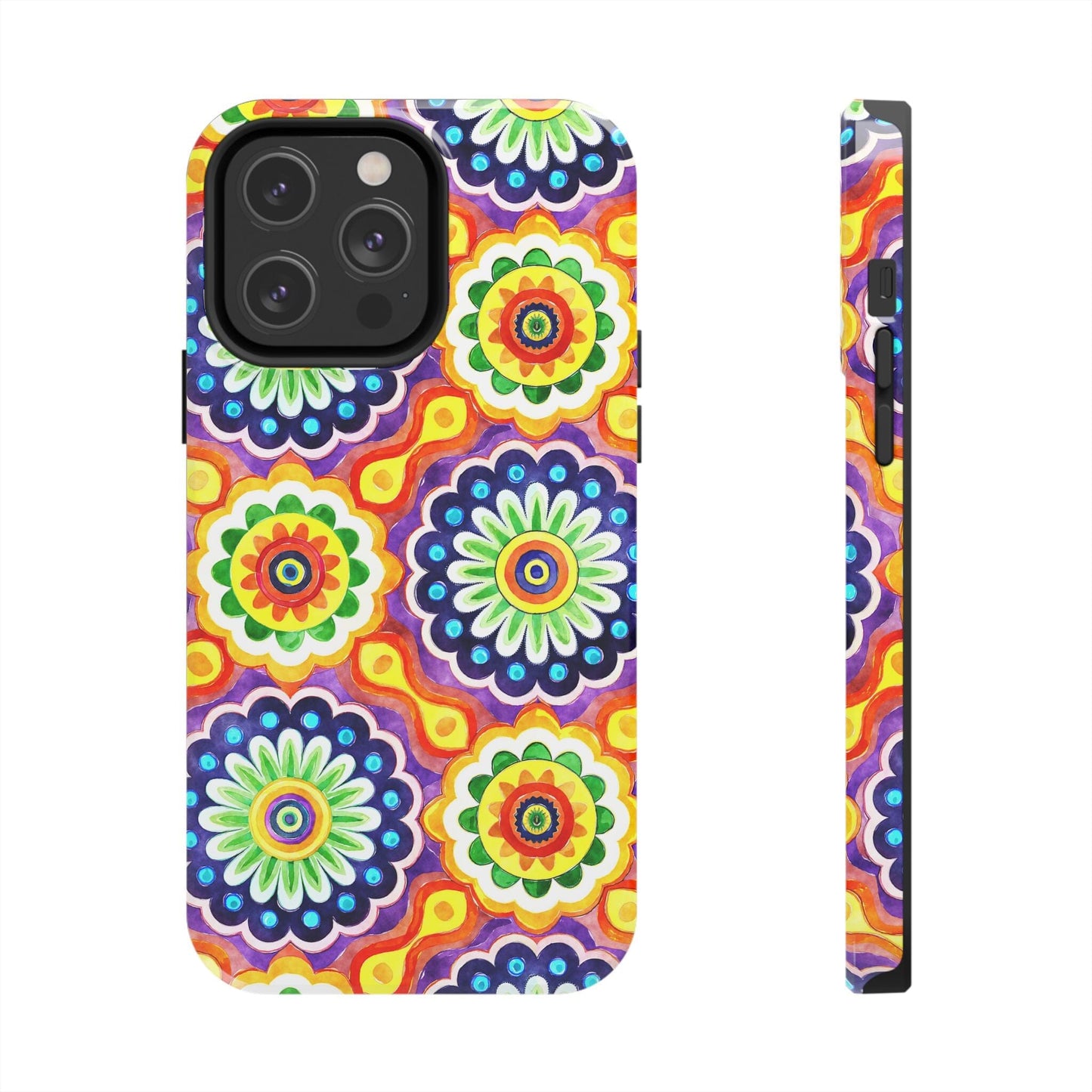 Rainbow Mandala Phone Case • Designed to Fit Most iPhone and Samsung Models Phone Case Printify iPhone 14 Pro Max
