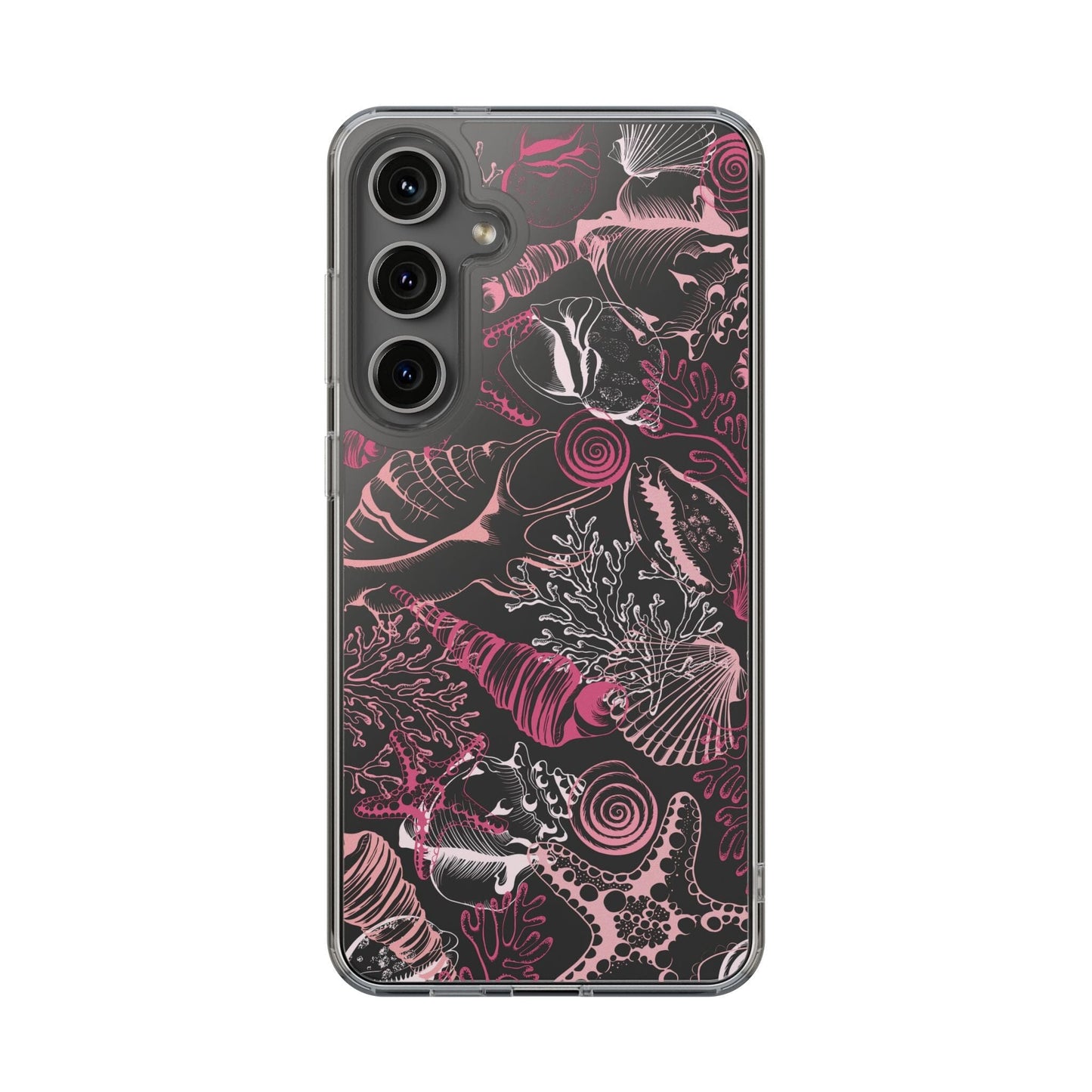 Pink Seashells Phone Case, Clear Summer Phone Cases Compatible with most iPhone and Samsung Galaxy Models Phone Case Printify Samsung Galaxy S24 Plus