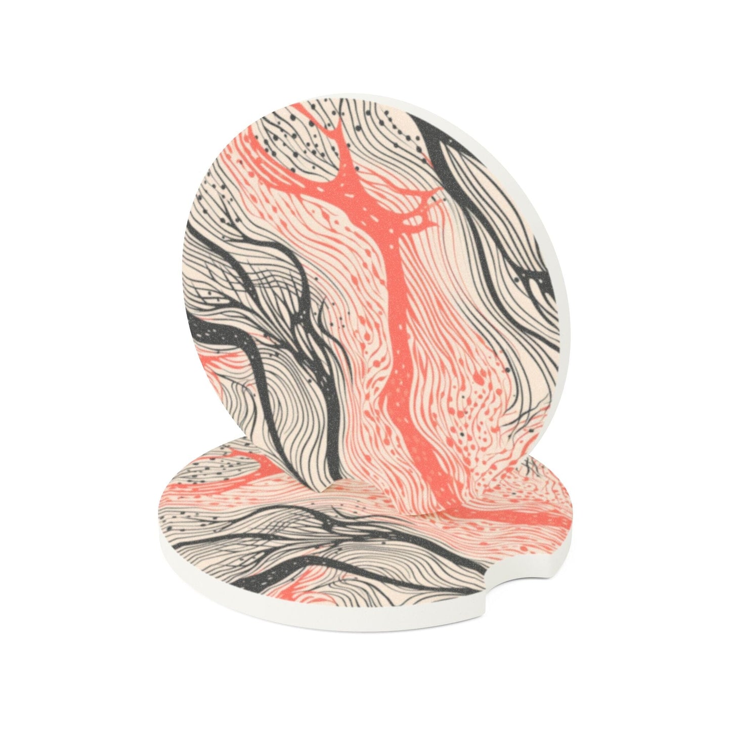 Abstract Wavy Car Coaster, Mid-century Modern Cup Holder Coaster • Cute Car Accessories Home Decor Printify 2.6'' × 2.6" 2pcs
