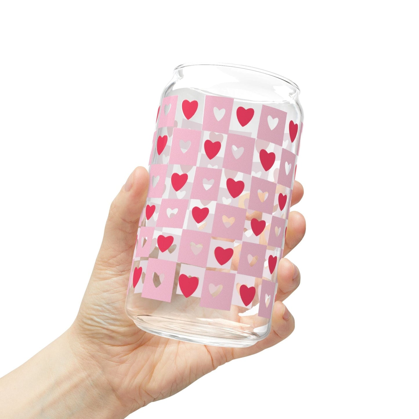 Coquette Heart Sipper Glass • XOXO Pink Iced Coffee Cup, Cute Bachelorette Drinkware Gifts Mug Printify