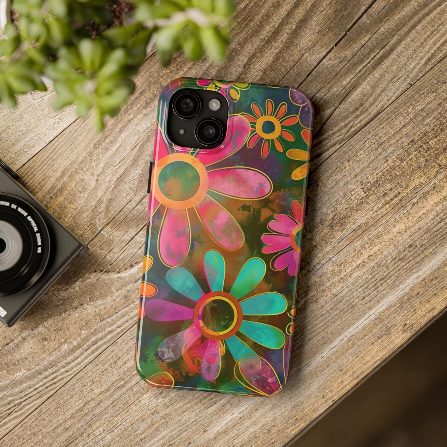 70s Retro Daisy Phone Case • Impact Resistant Cases Designed to fit Most iPhone and Samsung Phones Phone Case Printify