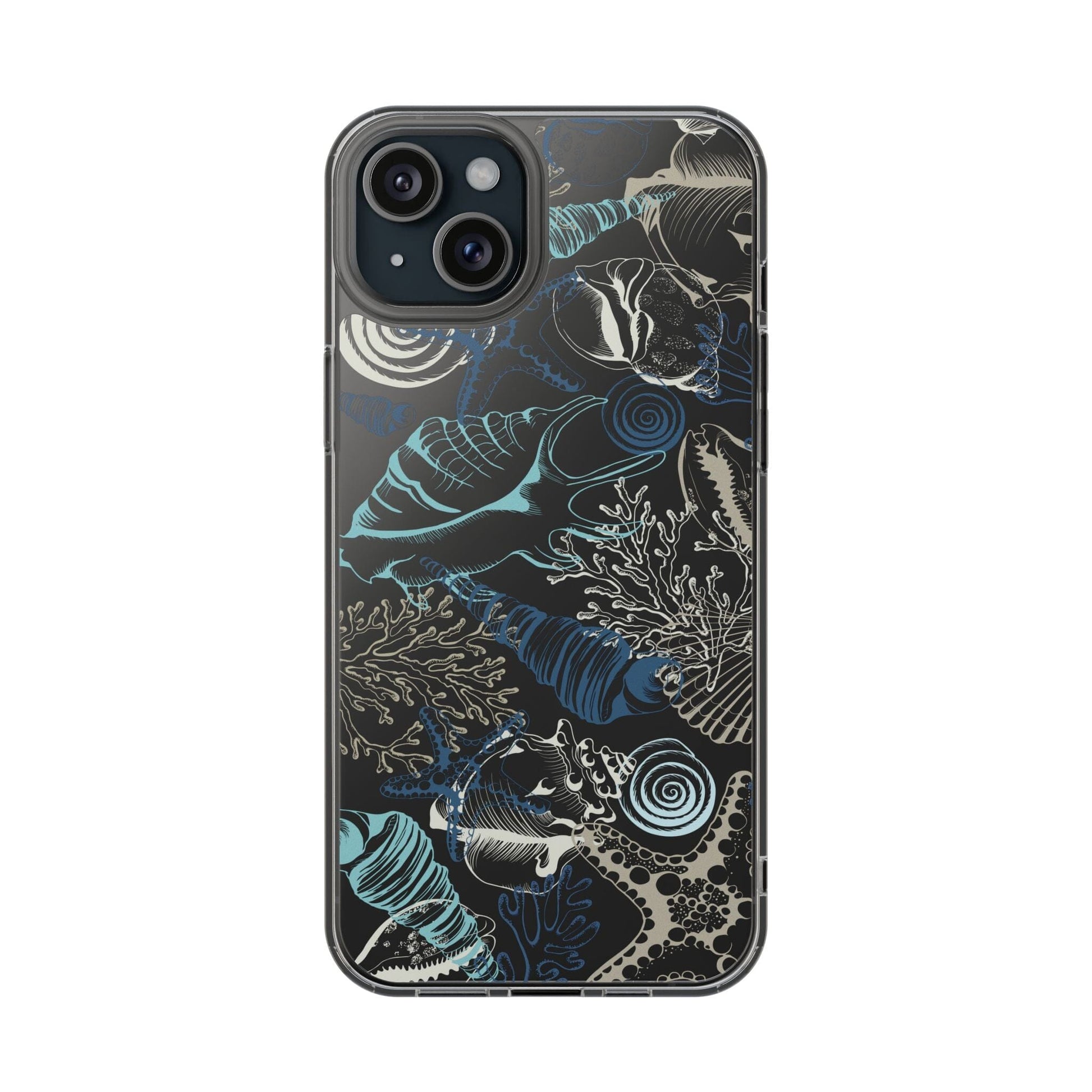 Clear iPhone Case • Blue Seashells Phone Case - Fits Most iPhone and Samsung Phones Phone Case Printify iPhone 15 Plus Without gift packaging