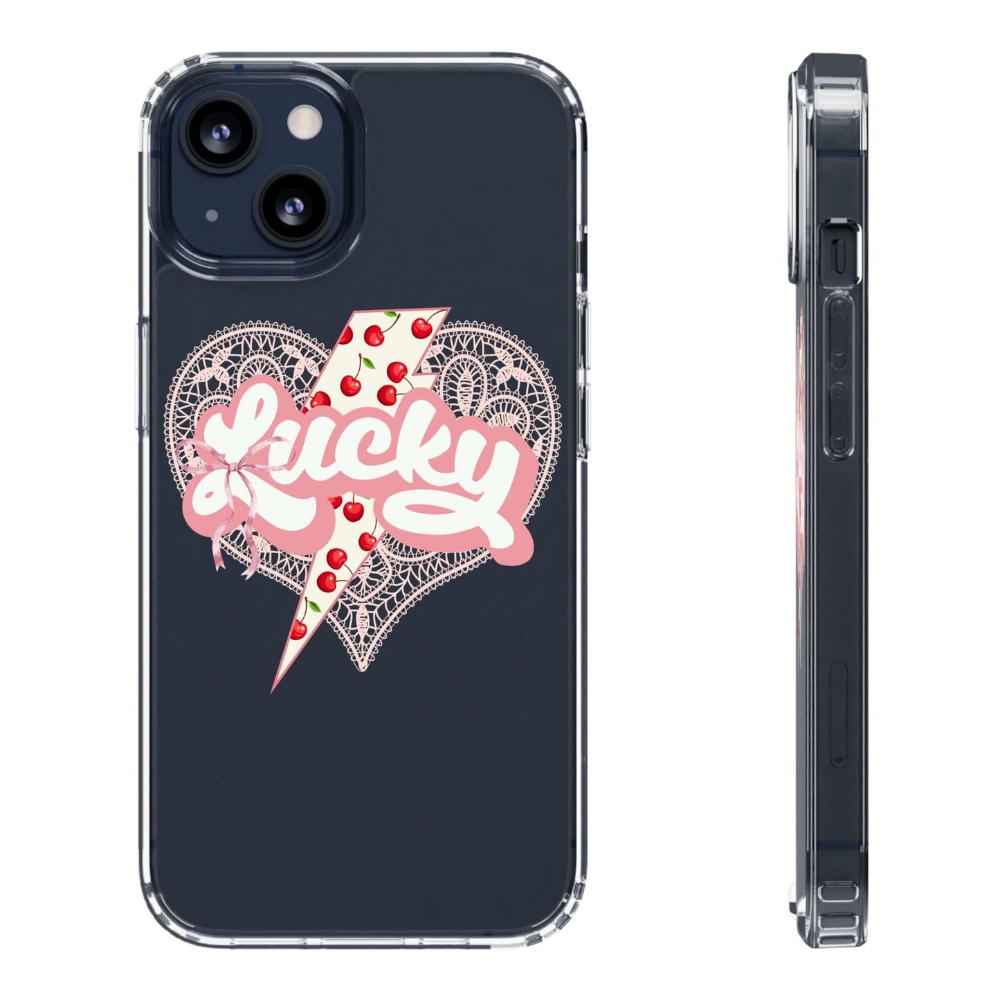 Lucky Girl Coquette Phone Case, Fits iPhone and Samsung Phones, Clear Case Phone Case Printify iPhone 13 With gift packaging